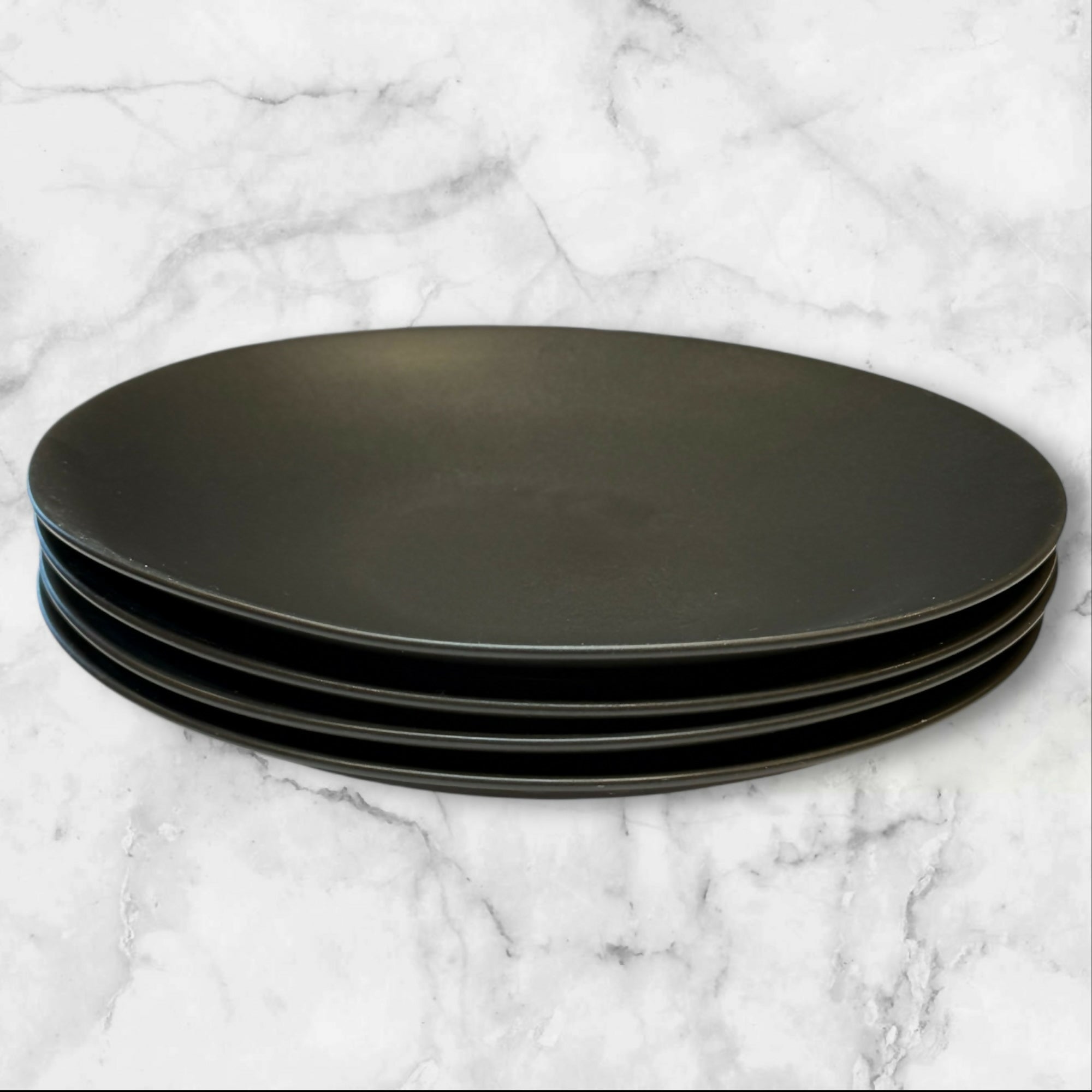 Furio Worldview Onyx Dinner Plates | Set of 4 | Gently Used Matte Black