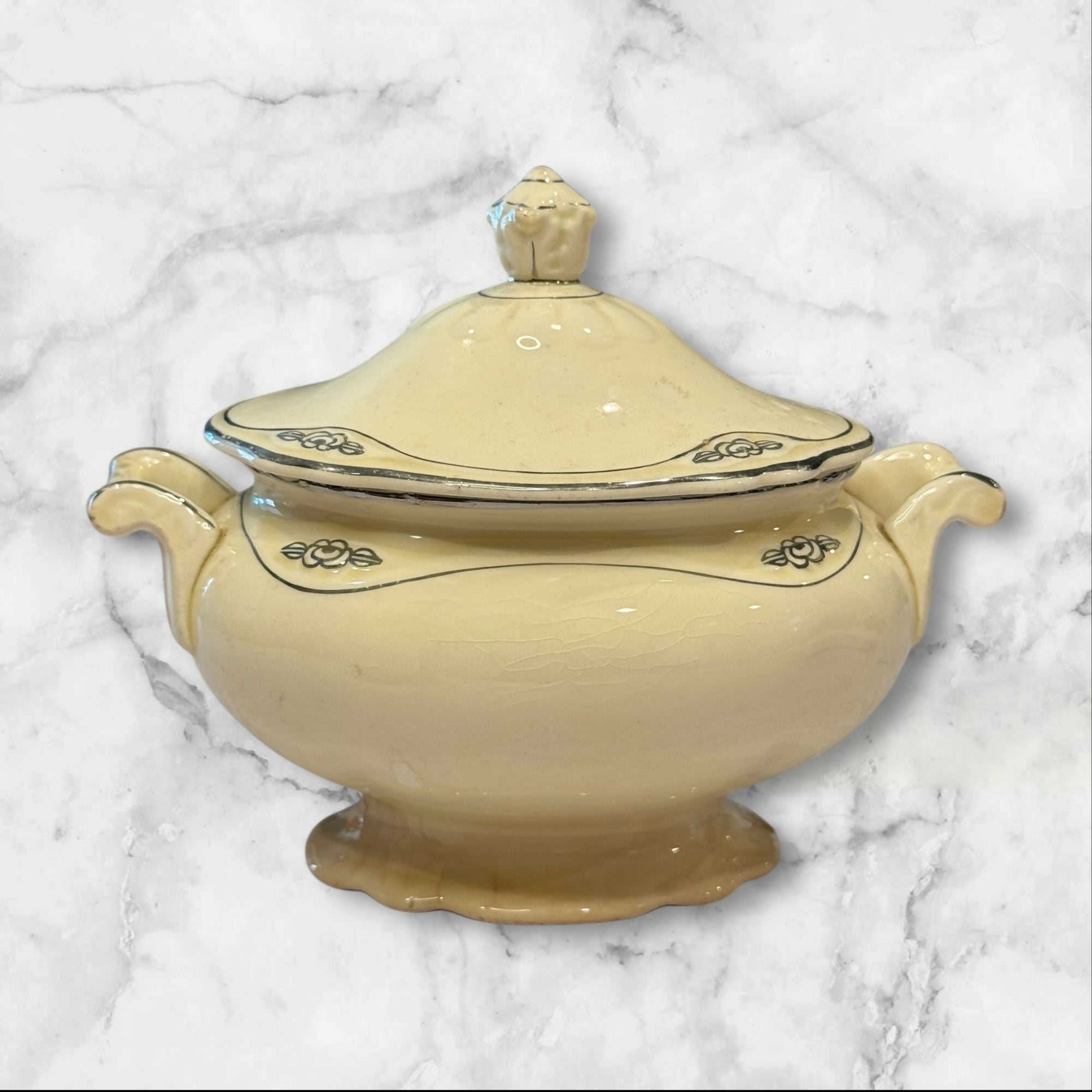 Homer Laughlin Virginia Rose Sugar Bowl & Creamer | Vintage | USA