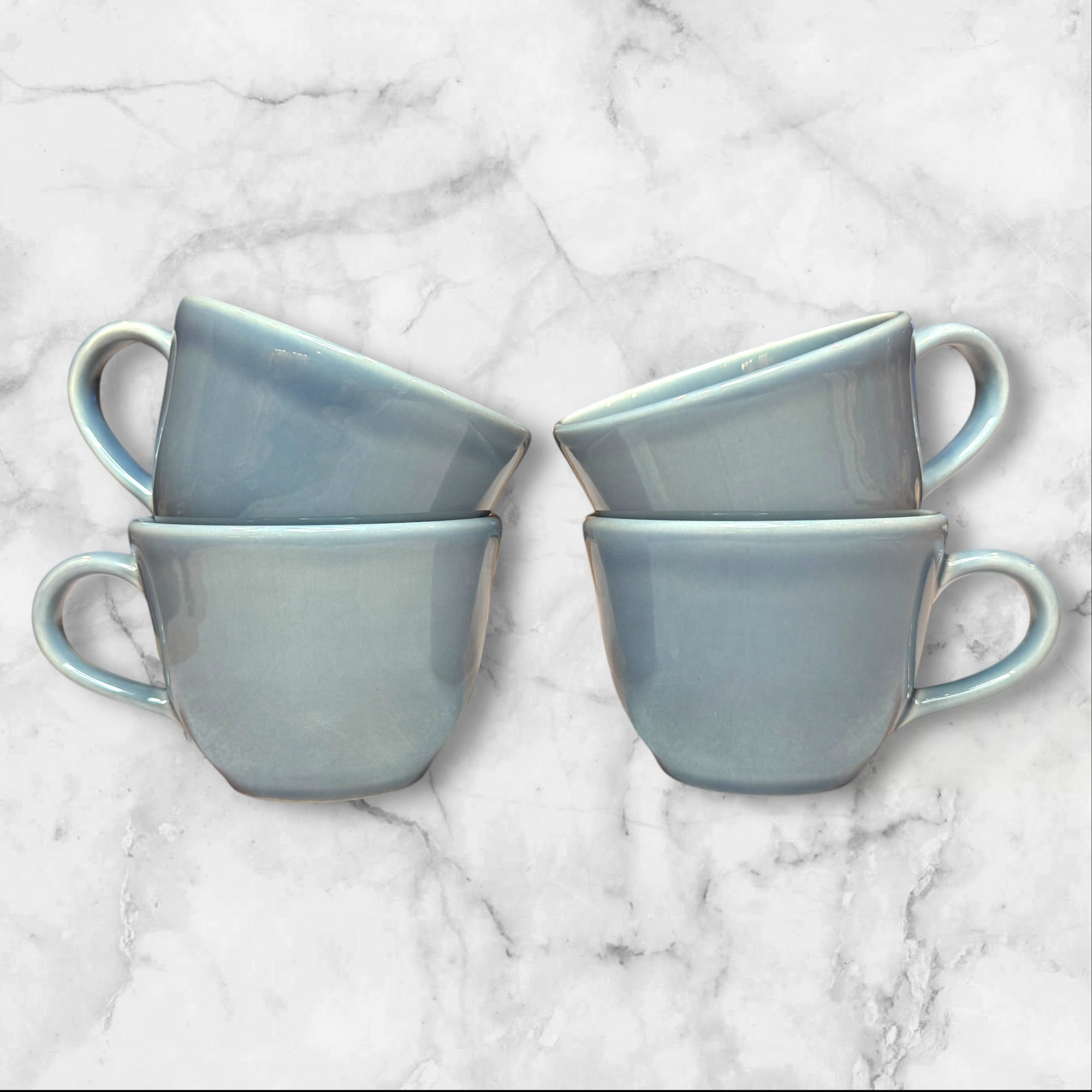 Williams Sonoma Blue Matte Stoneware Mugs | Set of 4 | Excellent Condition | Portugal