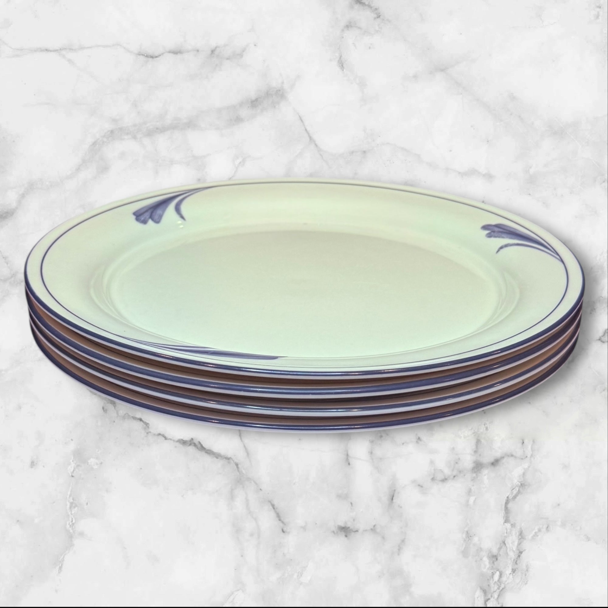 Lenox Blue Brushstrokes & Blue Pinstripes Dinner Plates | Set of 4 | Great Condition