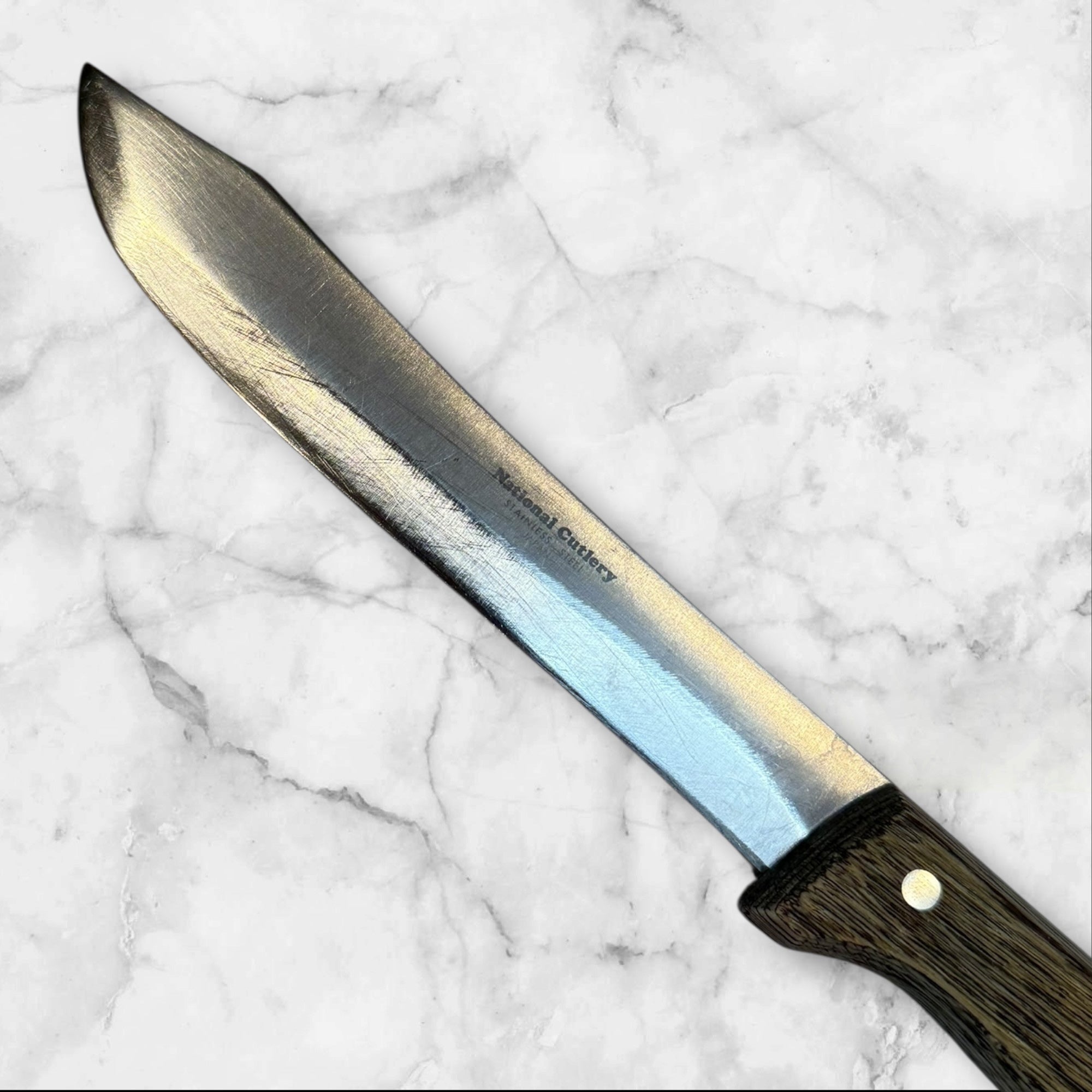 National Cutlery Stainless Steel Fixed Blade Knife | Wood Handle | Gently Used