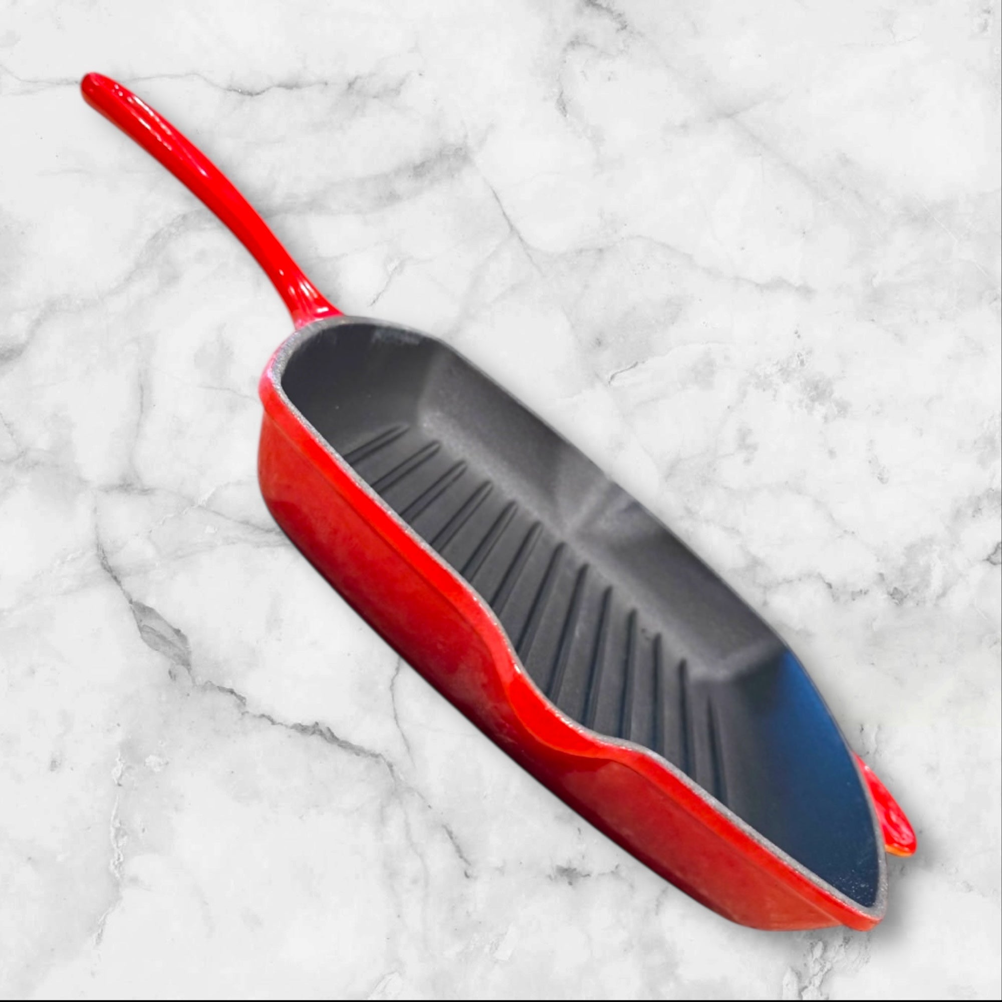 Le Creuset Cerise Red Cast Iron Grill Pan | Square Skillet | Gently Used