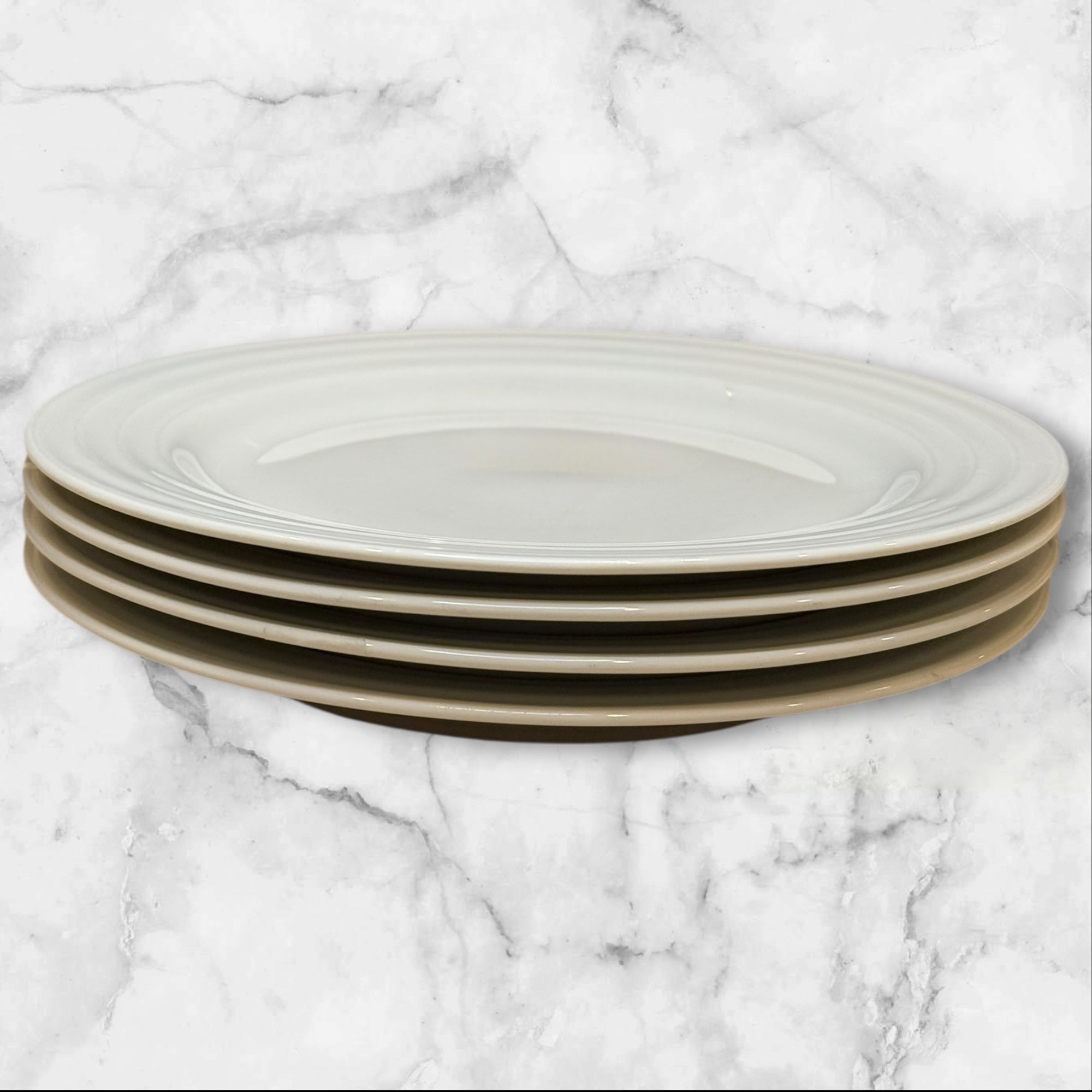 Crate & Barrel Roulette White Salad Plates | Set of 4 | Excellent Condition