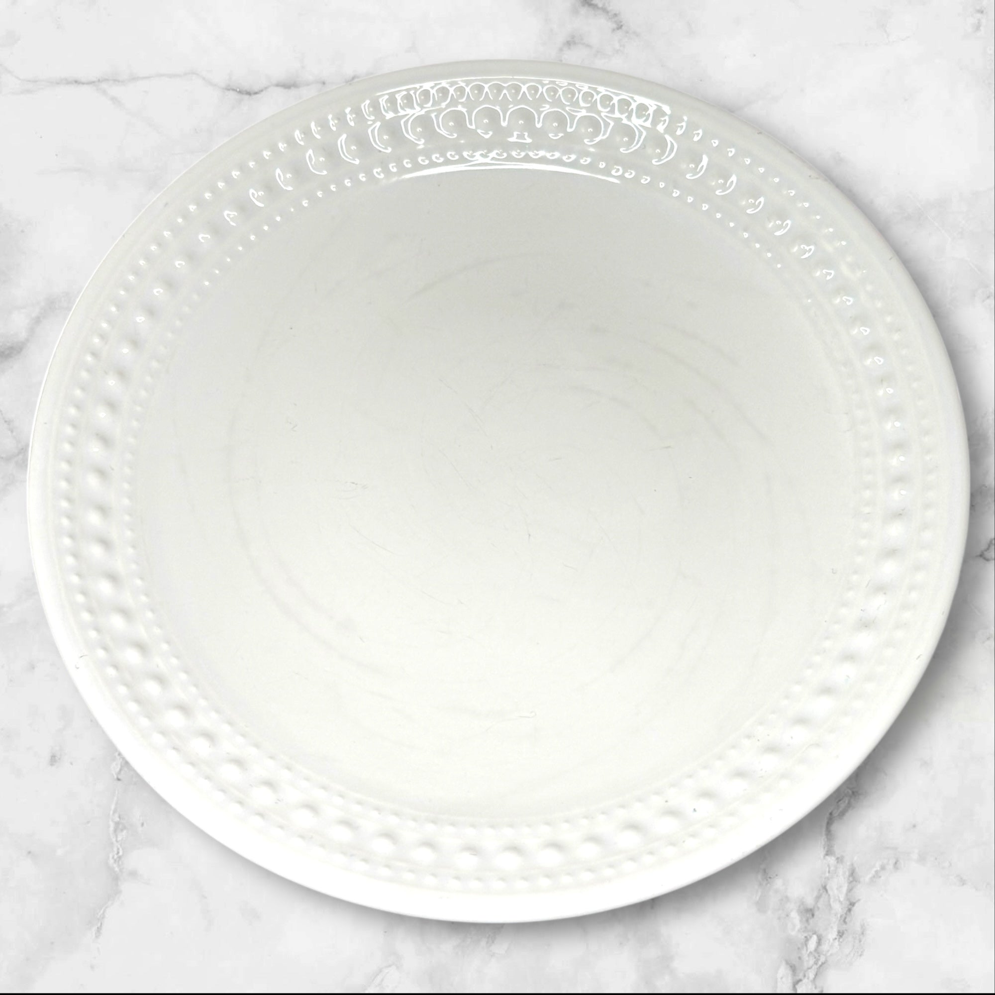 Matceramica M2A20 White Embossed Salad Plates | Set of 3 | Good Condition