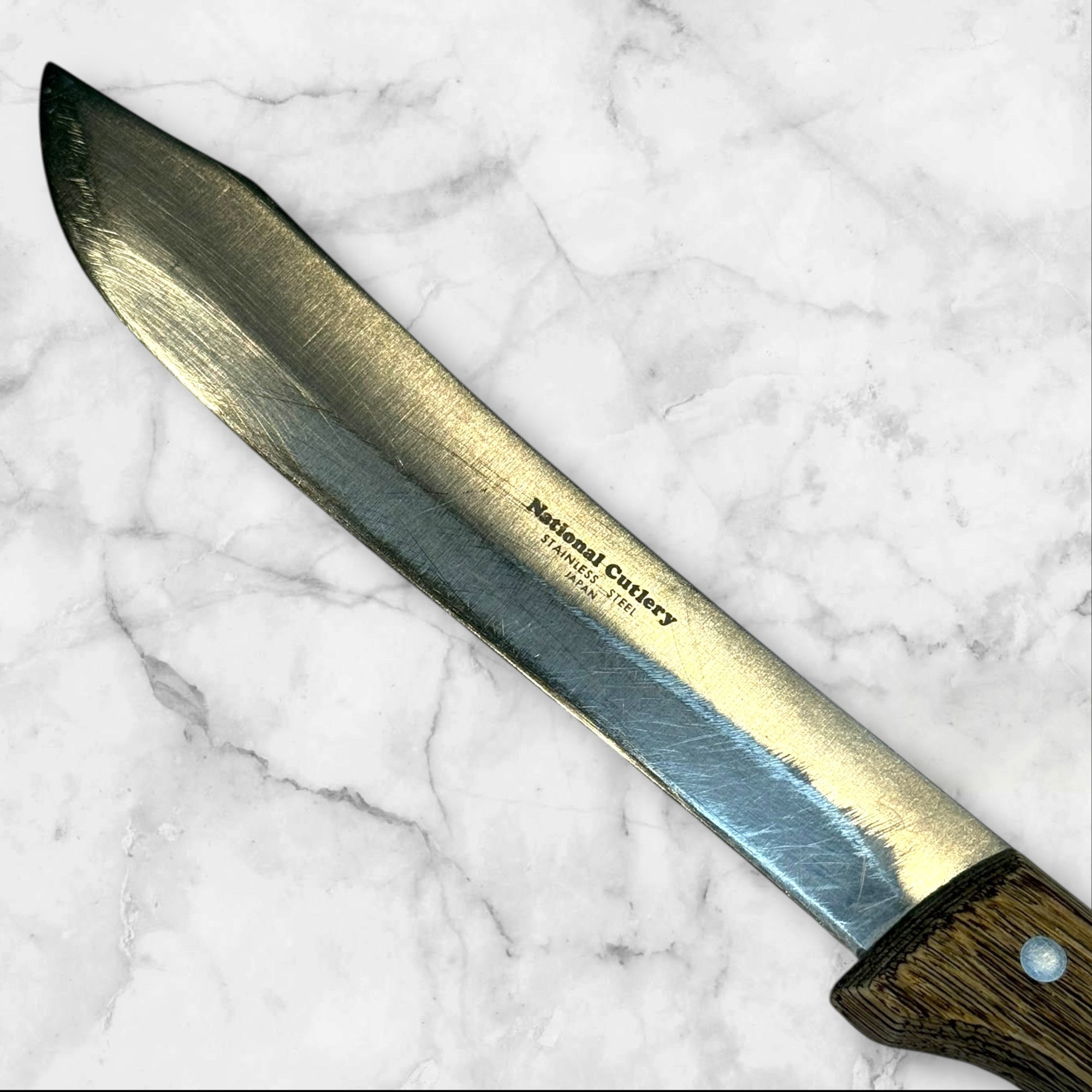 National Cutlery Stainless Steel Fixed Blade Knife | Wood Handle | Gently Used