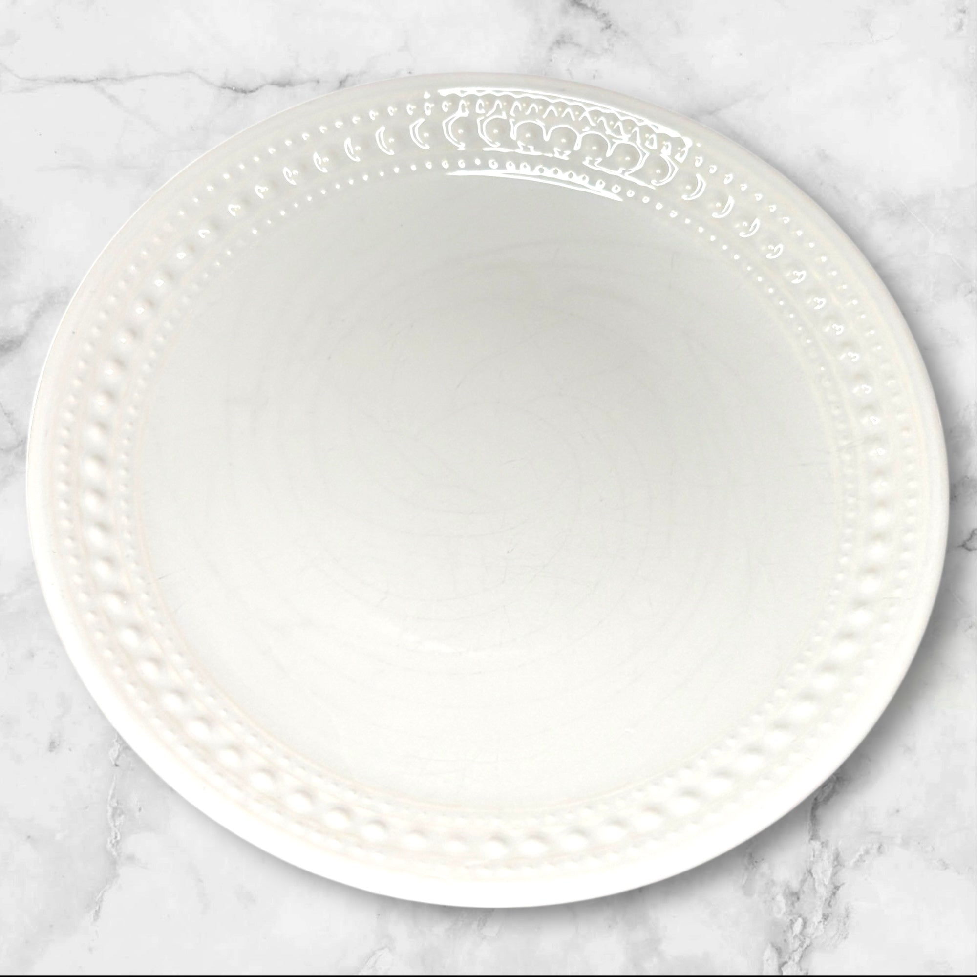 Matceramica M2A20 White Embossed Salad Plates | Set of 3 | Good Condition
