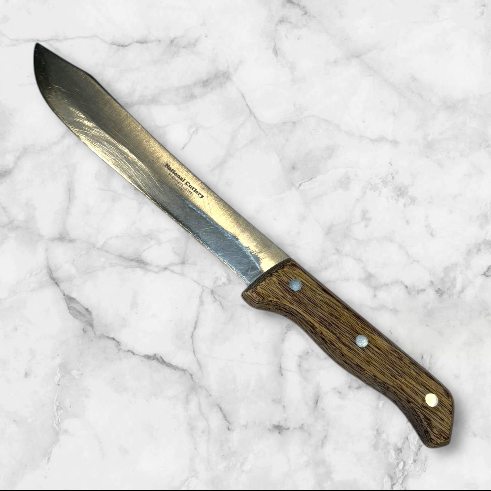 National Cutlery Stainless Steel Fixed Blade Knife | Wood Handle | Gently Used
