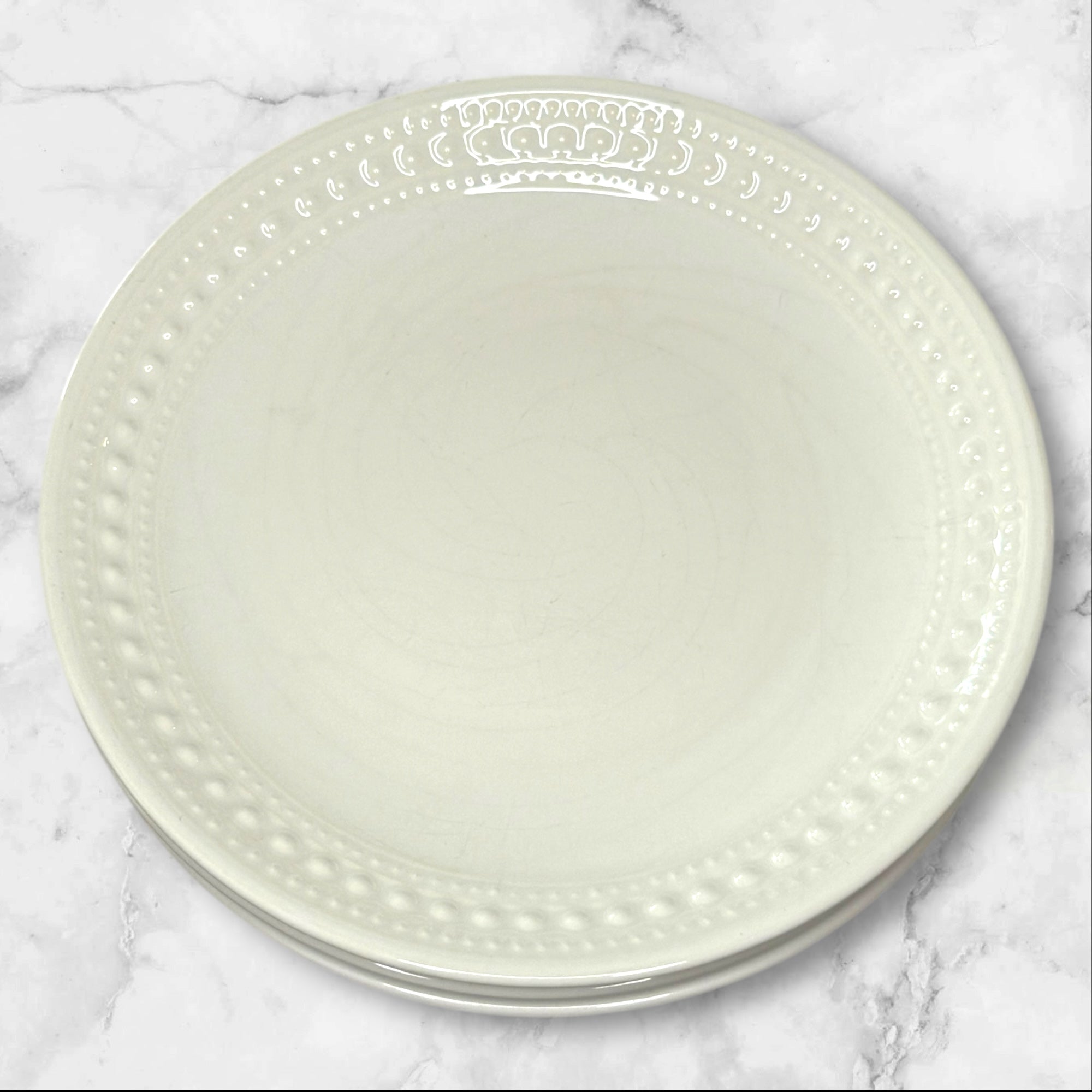 Matceramica M2A20 White Embossed Salad Plates | Set of 3 | Good Condition