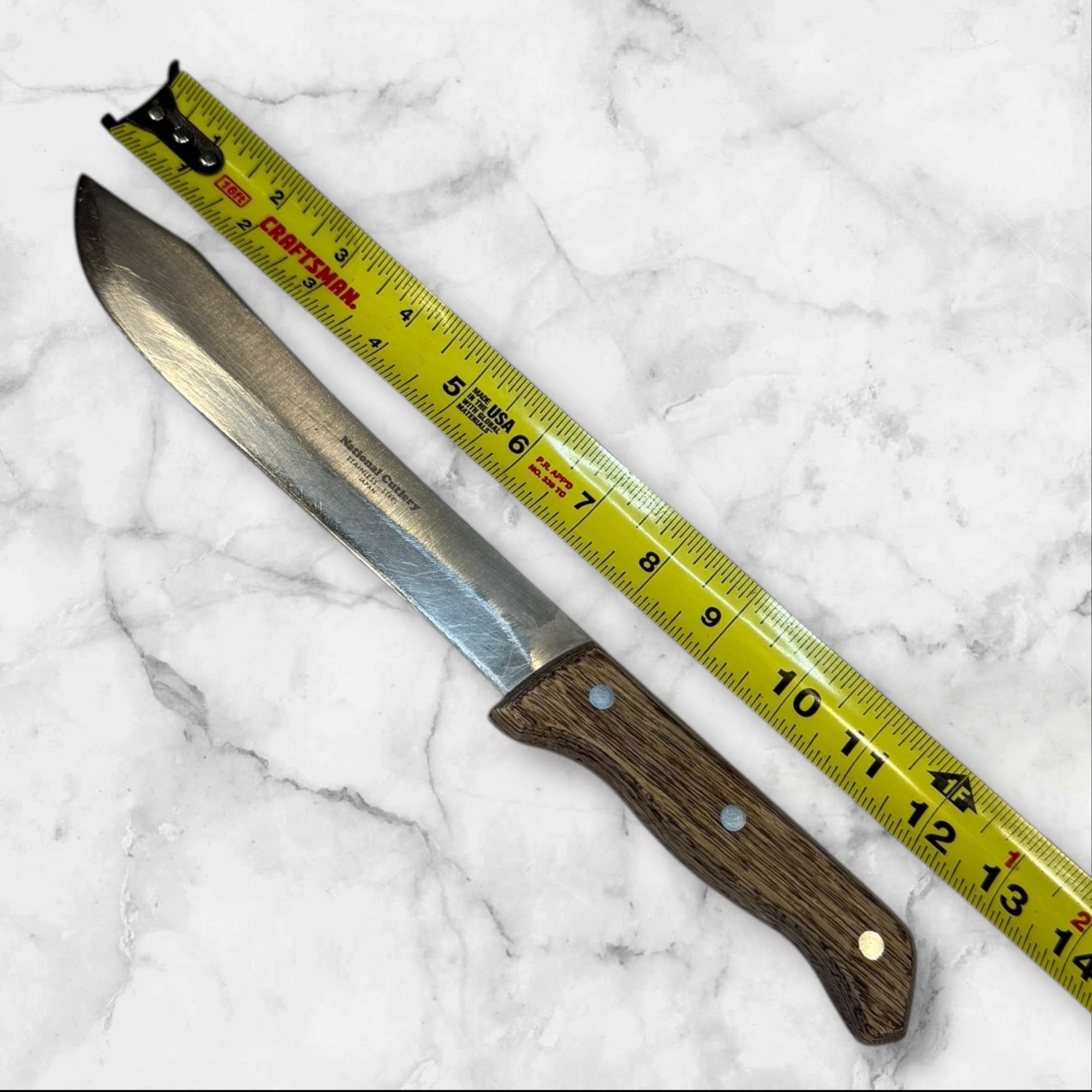National Cutlery Stainless Steel Fixed Blade Knife | Wood Handle | Gently Used