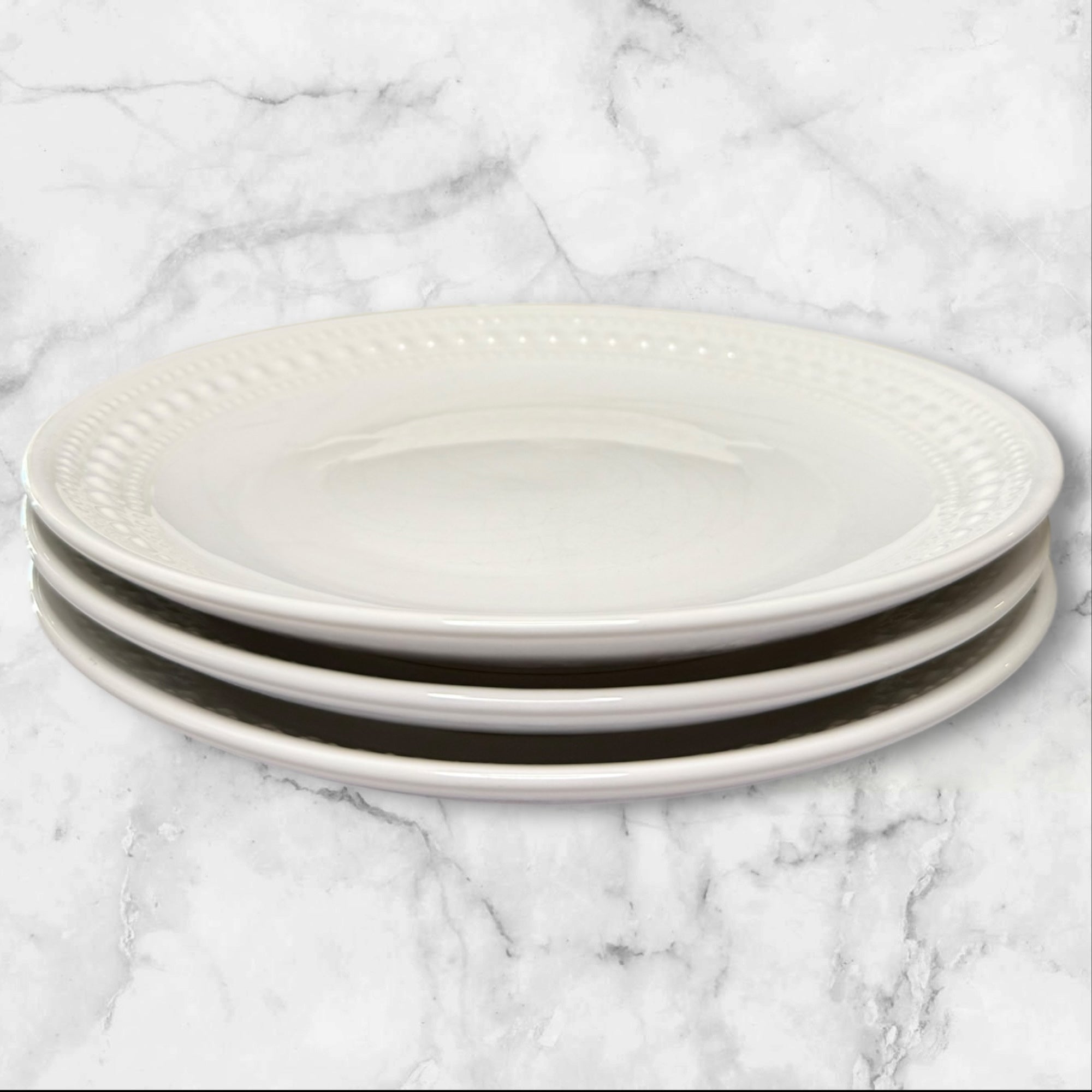 Matceramica M2A20 White Embossed Salad Plates | Set of 3 | Good Condition
