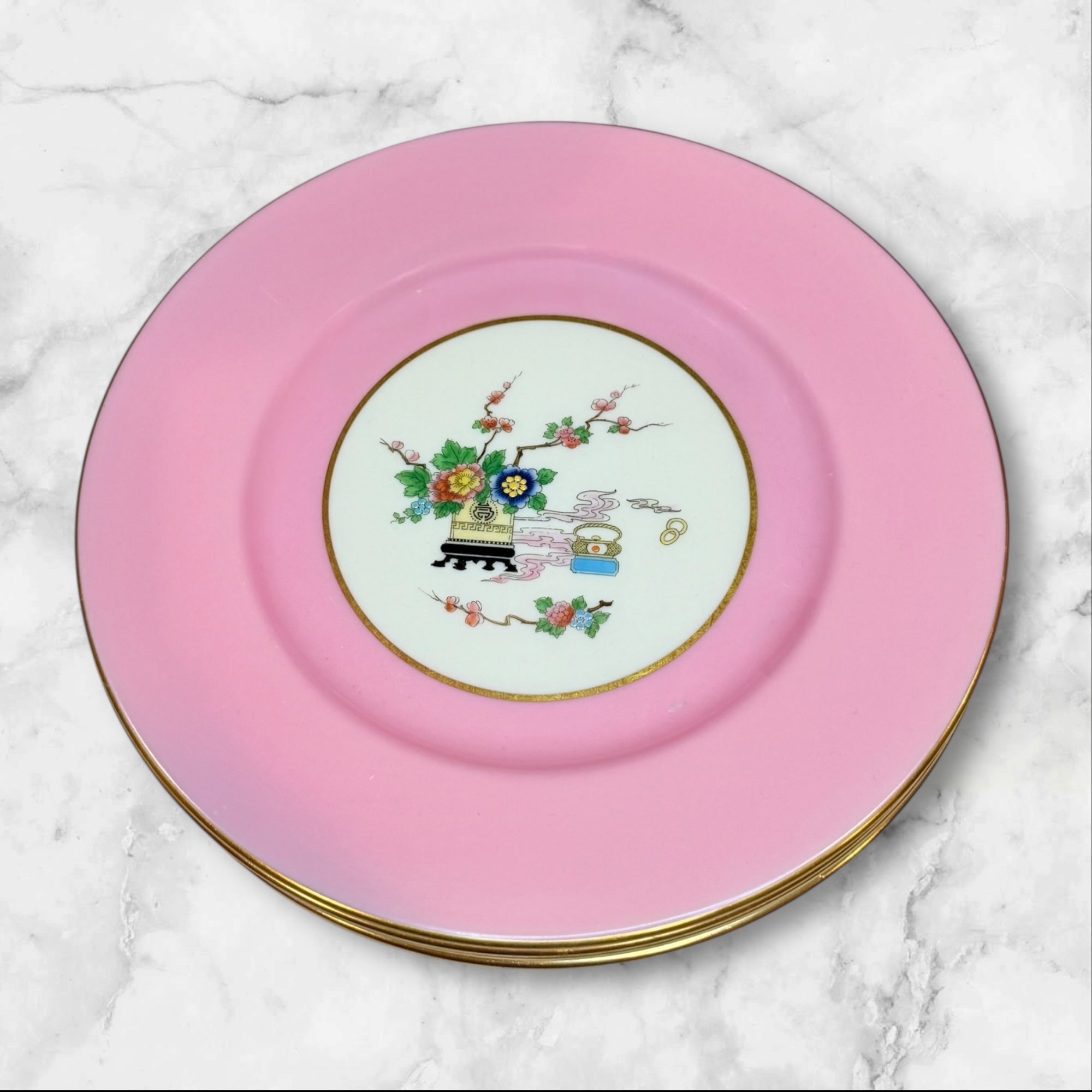 Lenox Marshall Field Pink Asian Motif Plates | Set of 6 | Excellent Condition