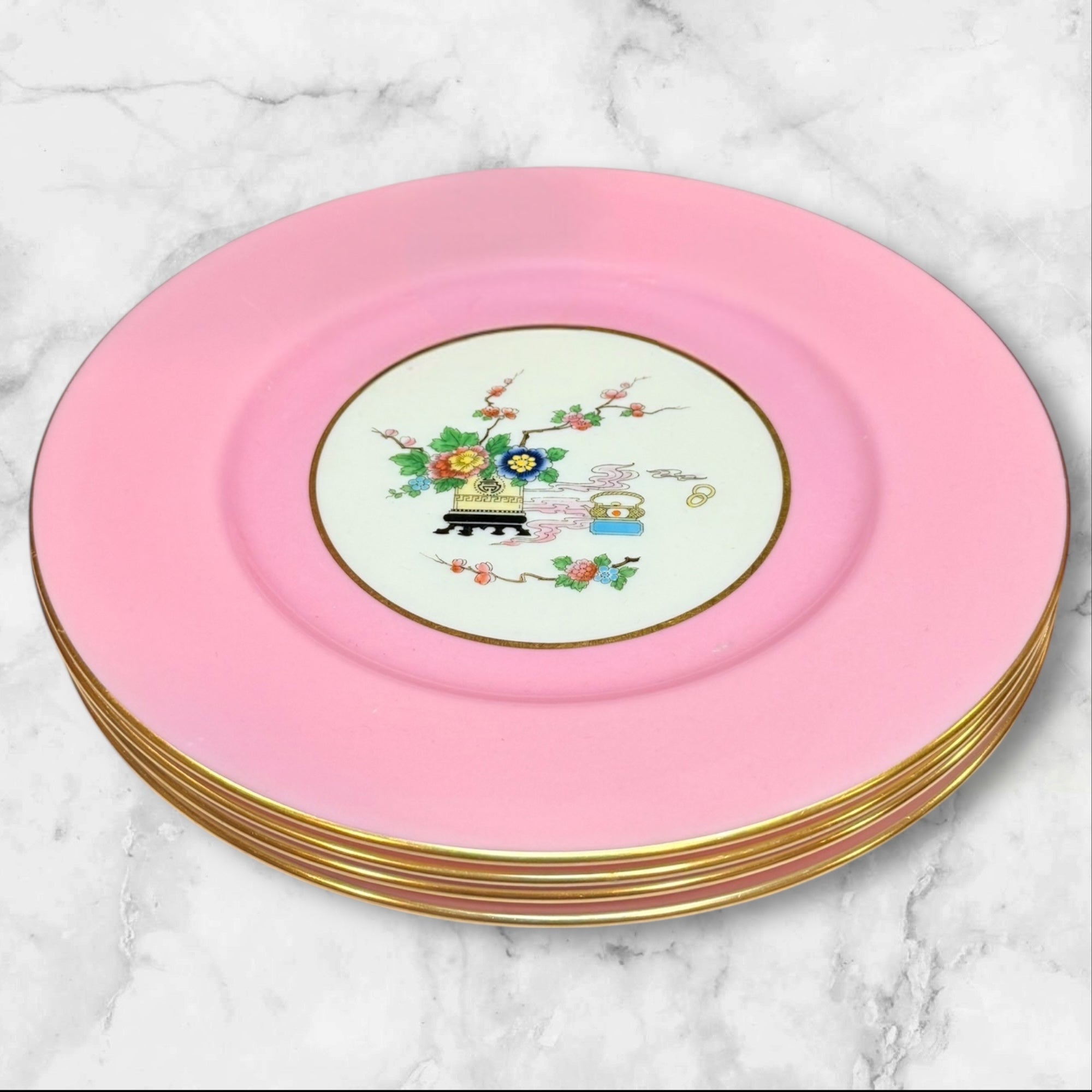 Lenox Marshall Field Pink Asian Motif Plates | Set of 6 | Excellent Condition