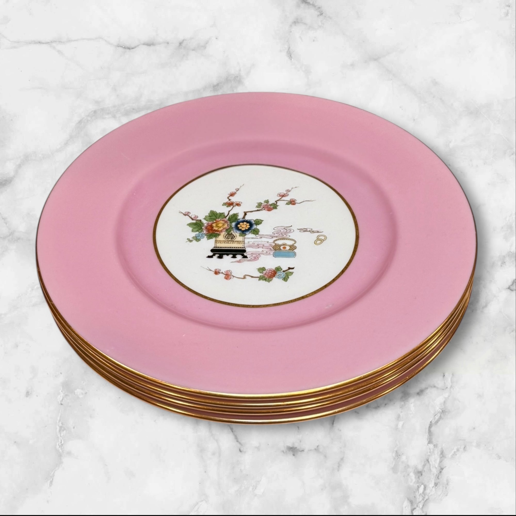 Lenox Marshall Field Pink Asian Motif Plates | Set of 6 | Excellent Condition