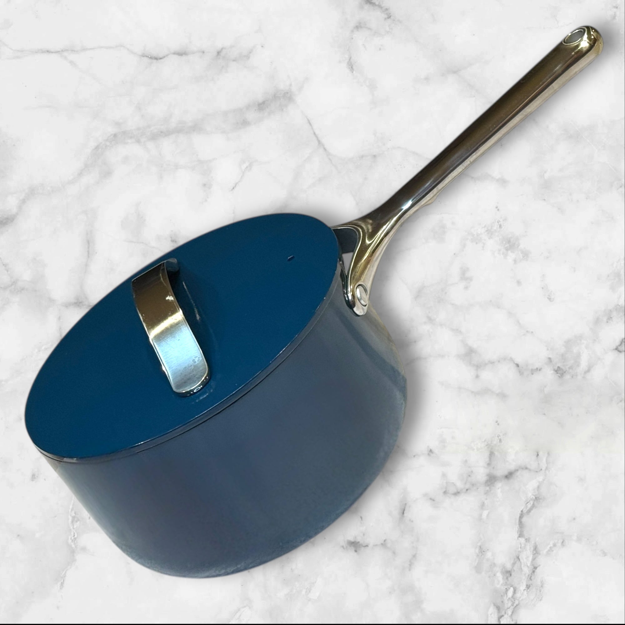 Caraway Navy 3 Qt Sauce Pan with Lid Ceramic Nonstick | Near Perfect Condition