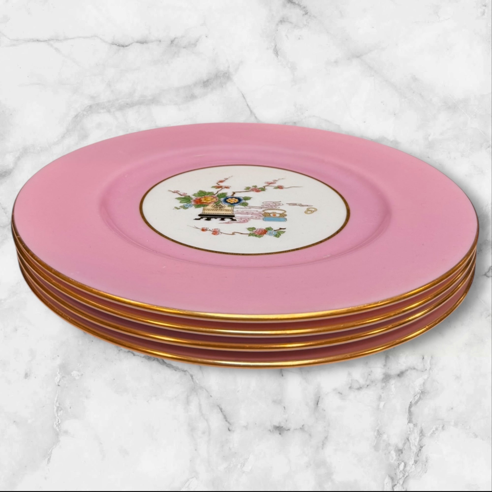 Lenox Marshall Field Pink Asian Motif Plates | Set of 6 | Excellent Condition