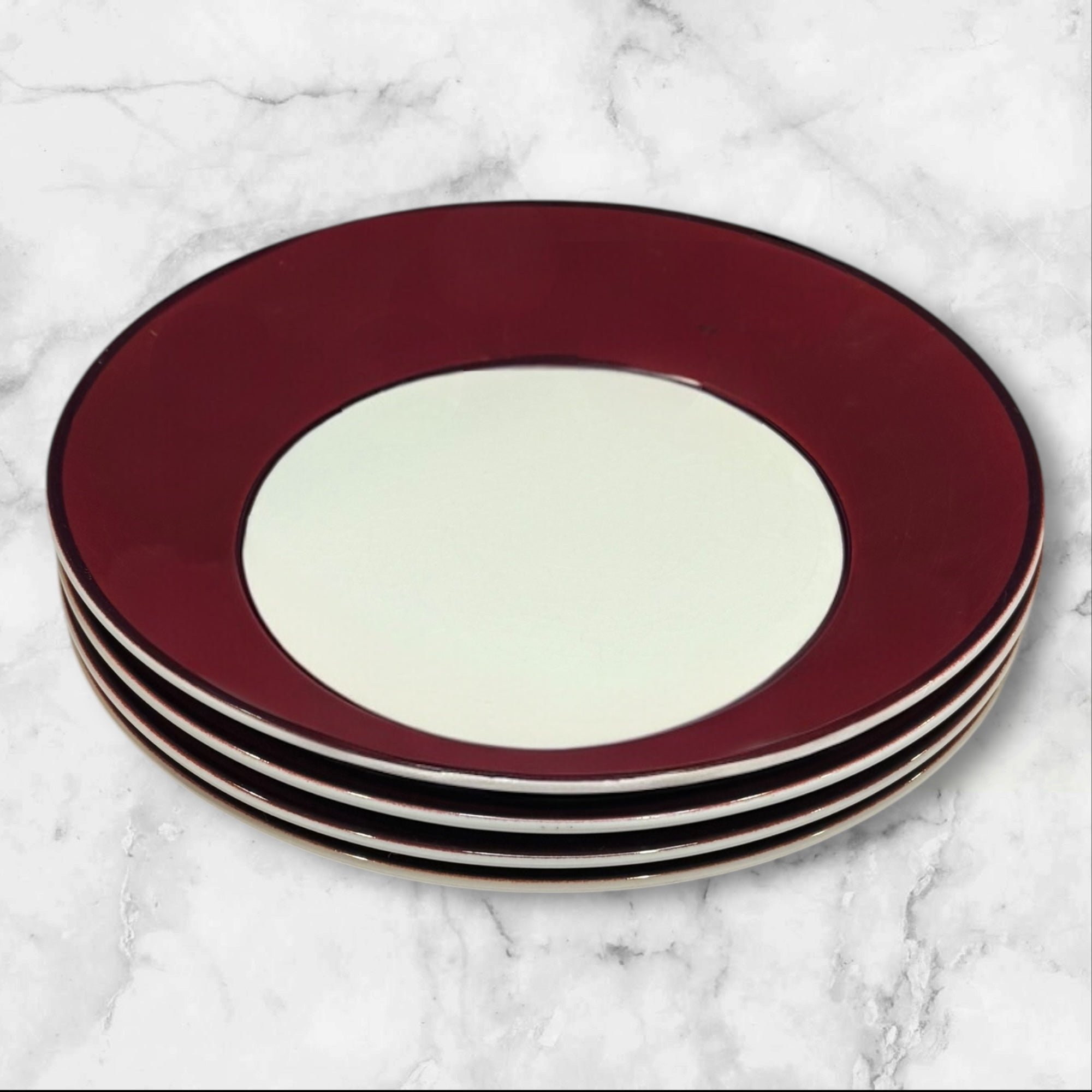 Pagnossin Treviso Maroon Rim Bowls | Set of 4 | Good Condition