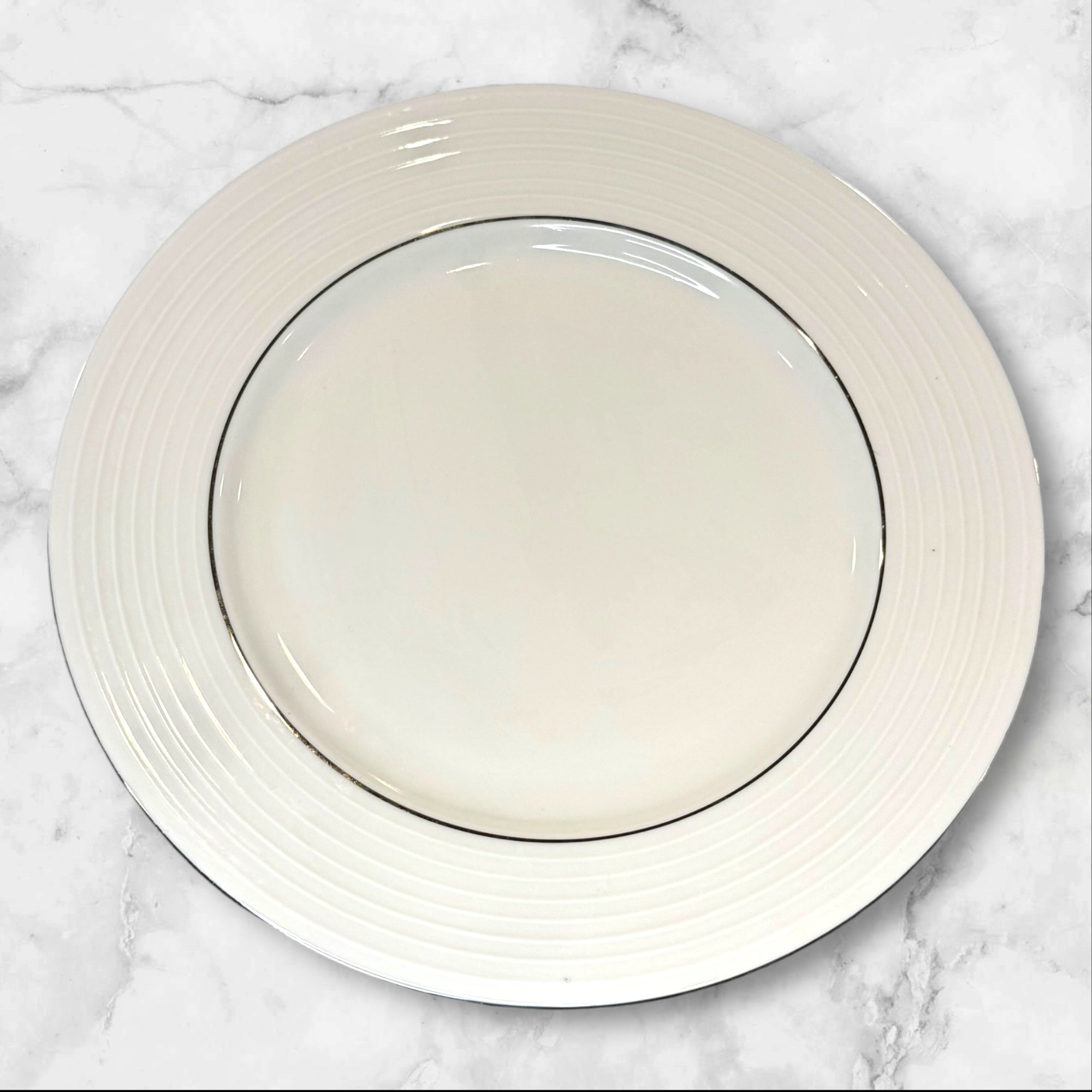 Pier 1 Silver Rings White Salad Plates | Set of 4 | Excellent Condition