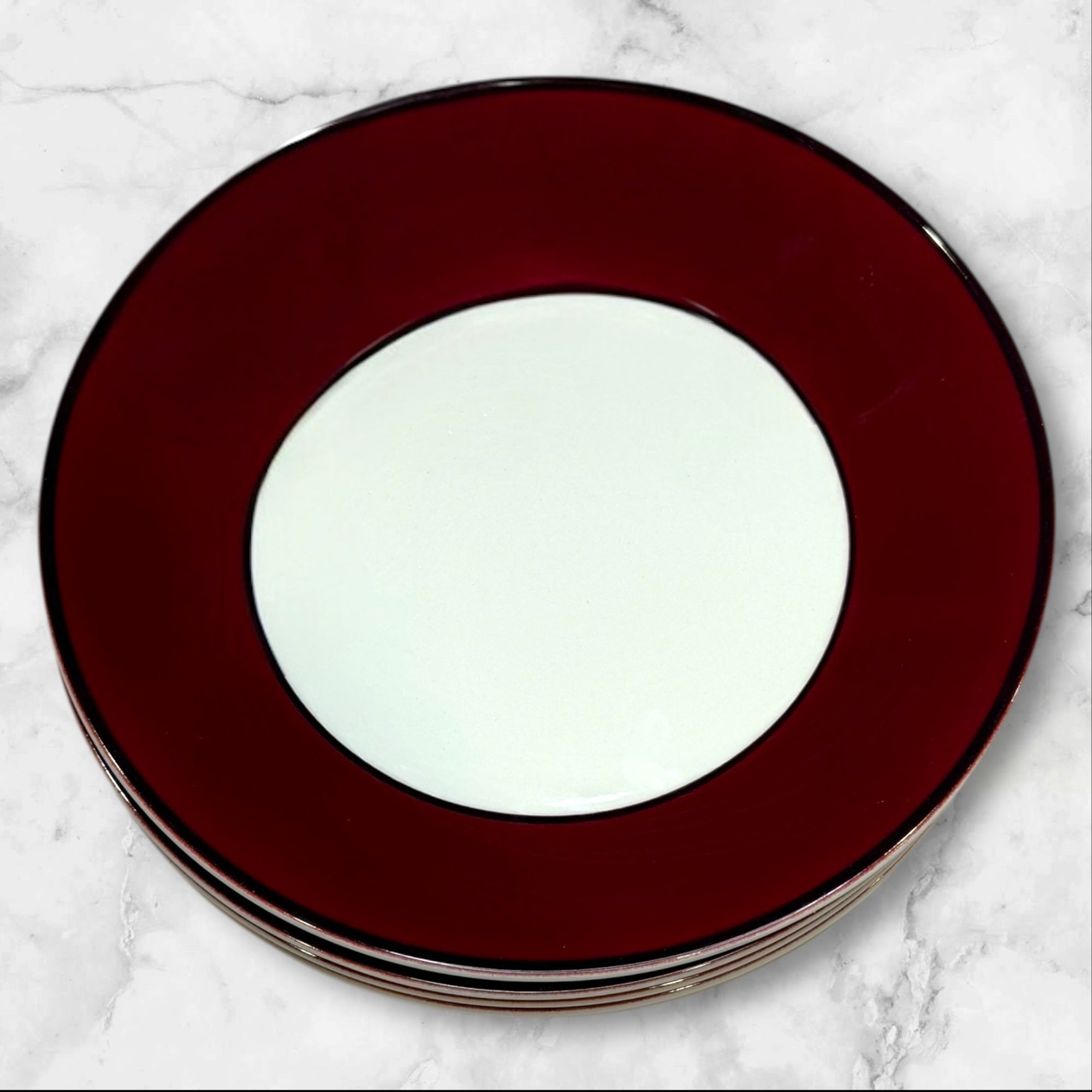 Pagnossin Treviso Maroon Rim Bowls | Set of 4 | Good Condition