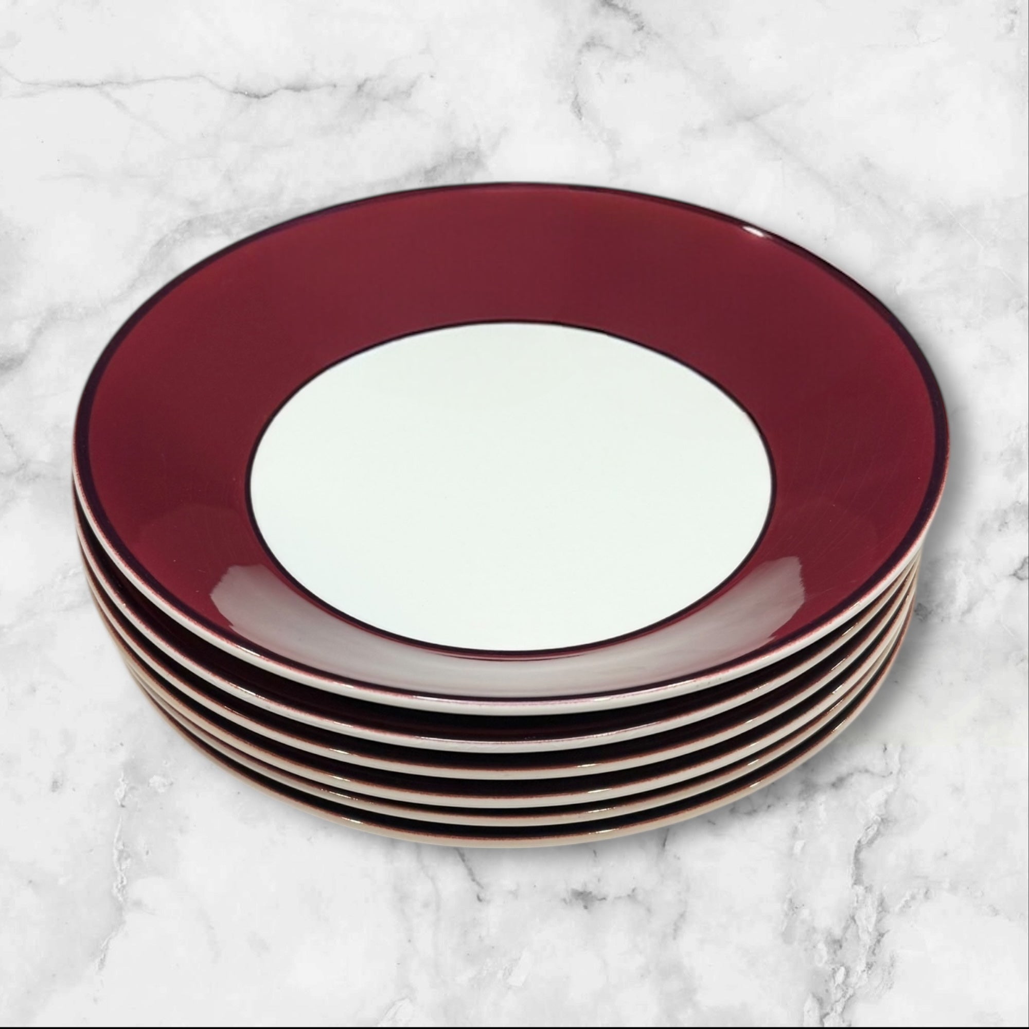 Pagnossin Treviso Maroon Rim Bowls | Set of 4 | Good Condition