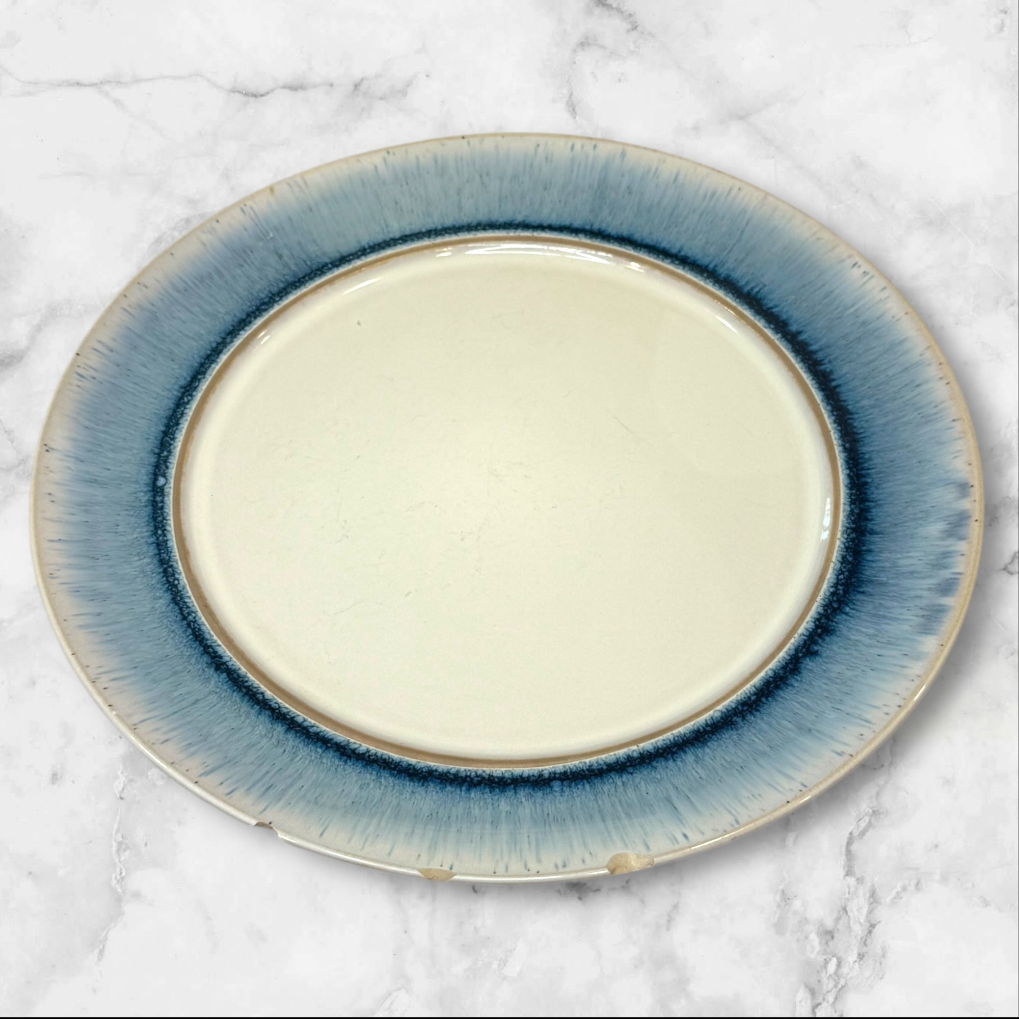 Sonoma Life + Style Rivera Blue Rim Dinner Plates | Set of 4 | Good Condition