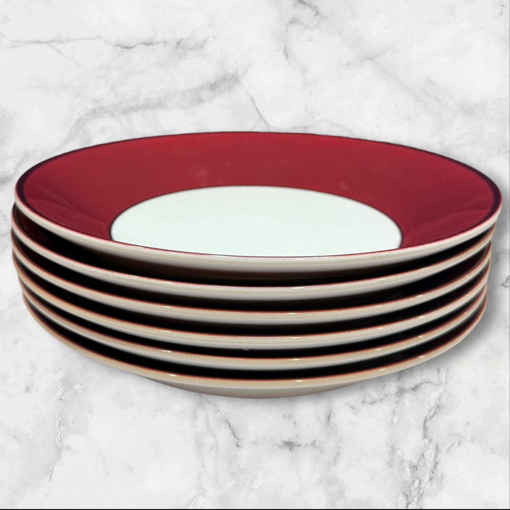 Pagnossin Treviso Maroon Rim Bowls | Set of 4 | Good Condition