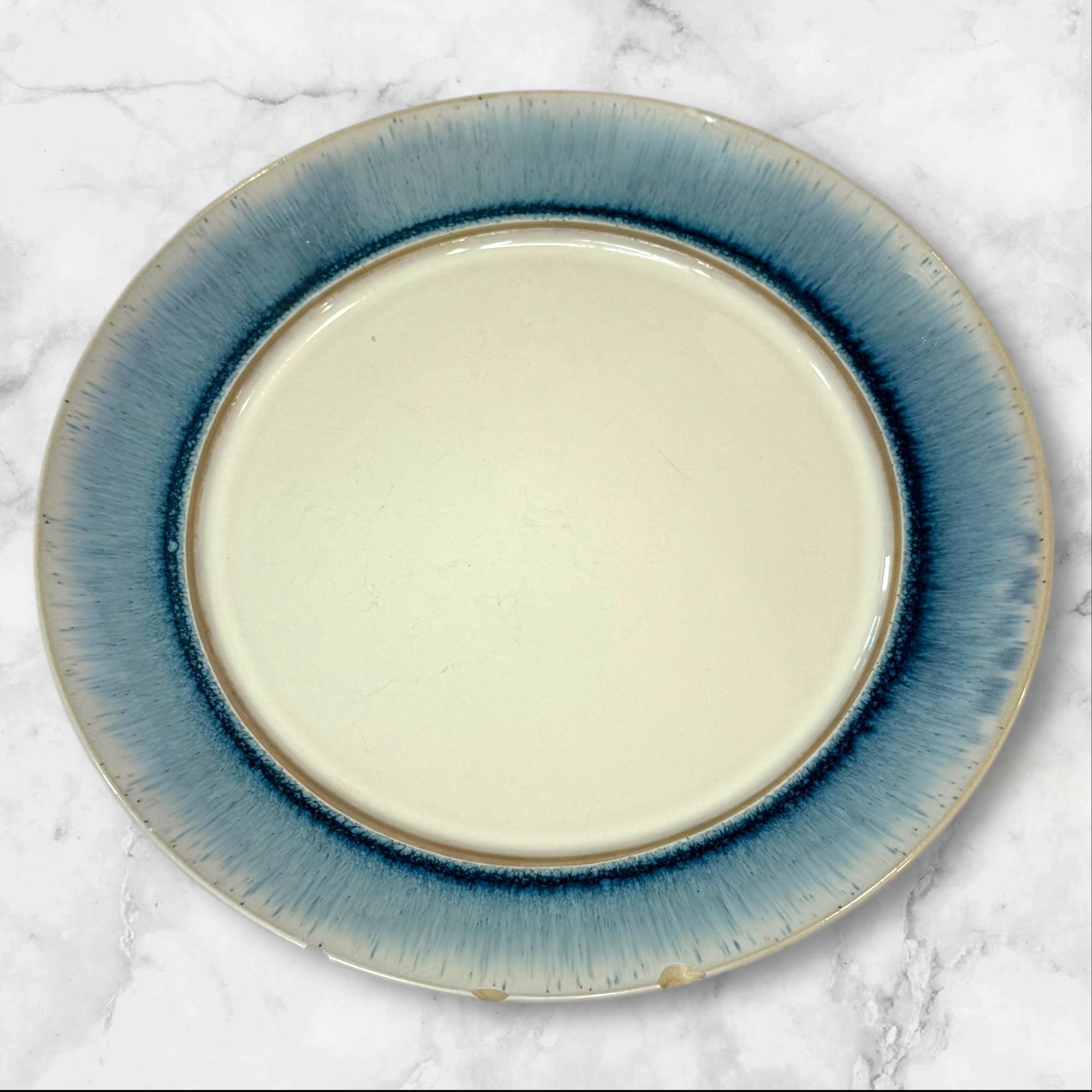 Sonoma Life + Style Rivera Blue Rim Dinner Plates | Set of 4 | Good Condition