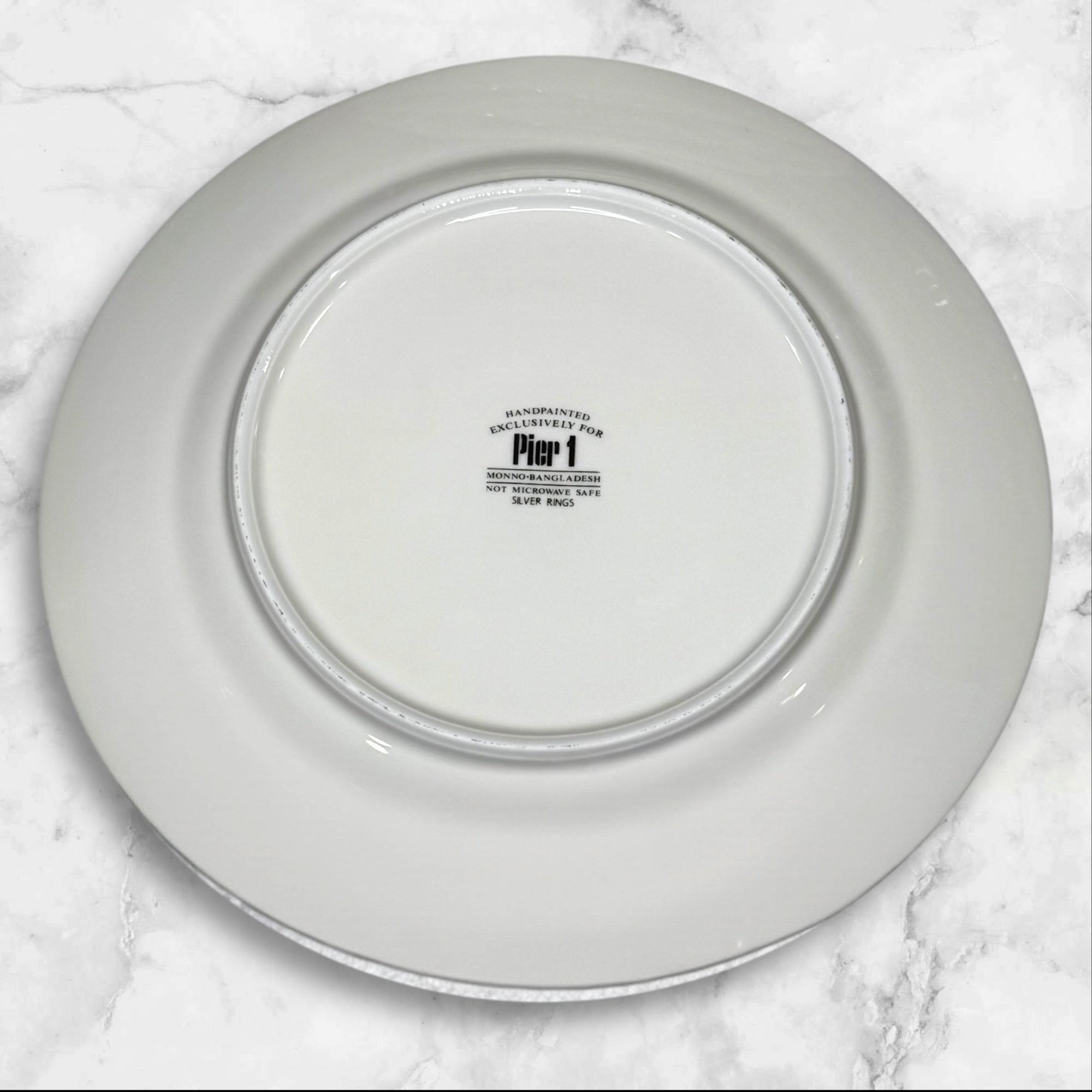 Pier 1 Silver Rings White Salad Plates | Set of 4 | Excellent Condition
