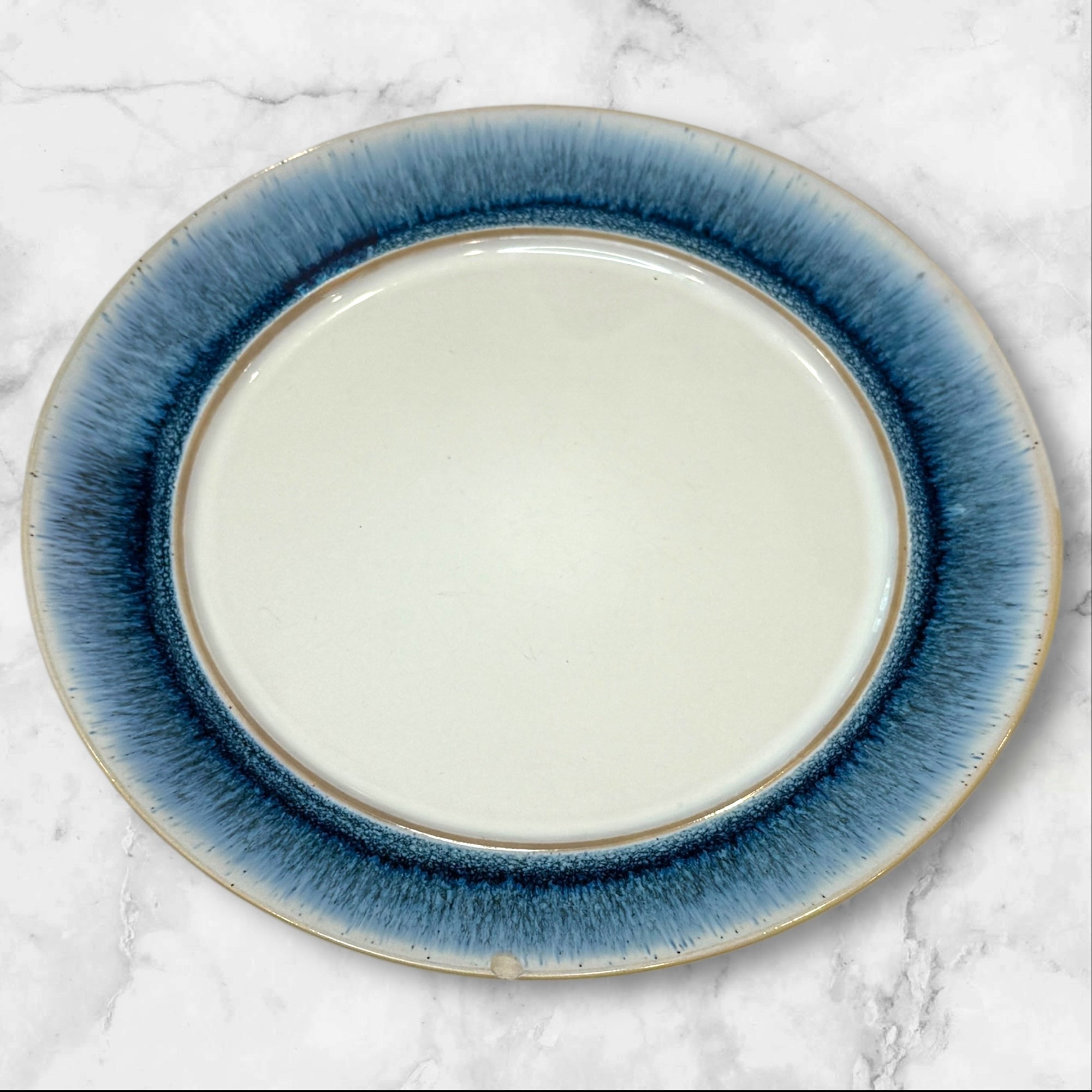 Sonoma Life + Style Rivera Blue Rim Dinner Plates | Set of 4 | Good Condition