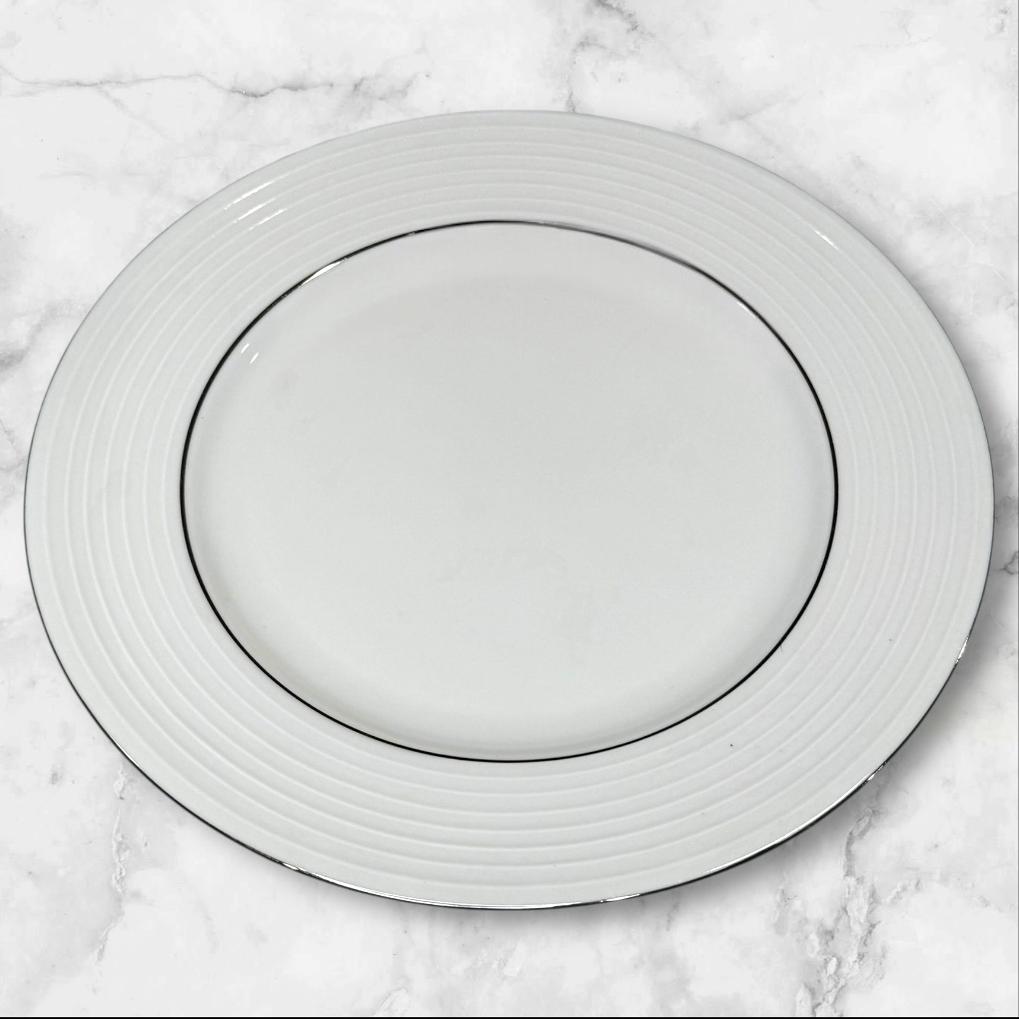 Pier 1 Silver Rings White Salad Plates | Set of 4 | Excellent Condition