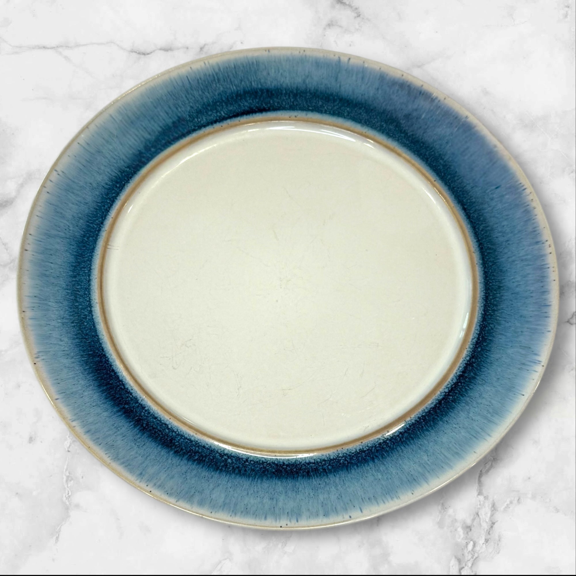 Sonoma Life + Style Rivera Blue Rim Dinner Plates | Set of 4 | Good Condition