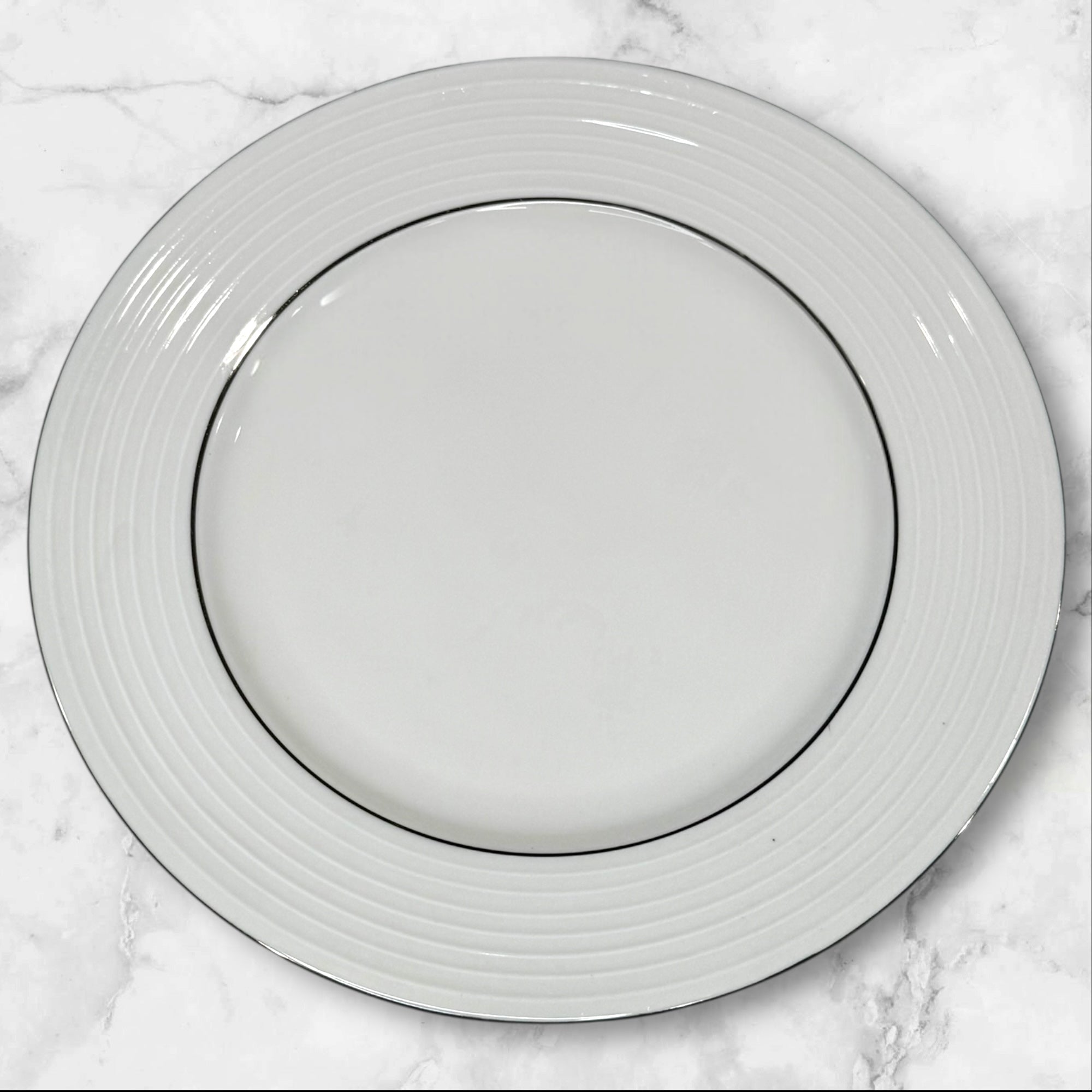 Pier 1 Silver Rings White Salad Plates | Set of 4 | Excellent Condition