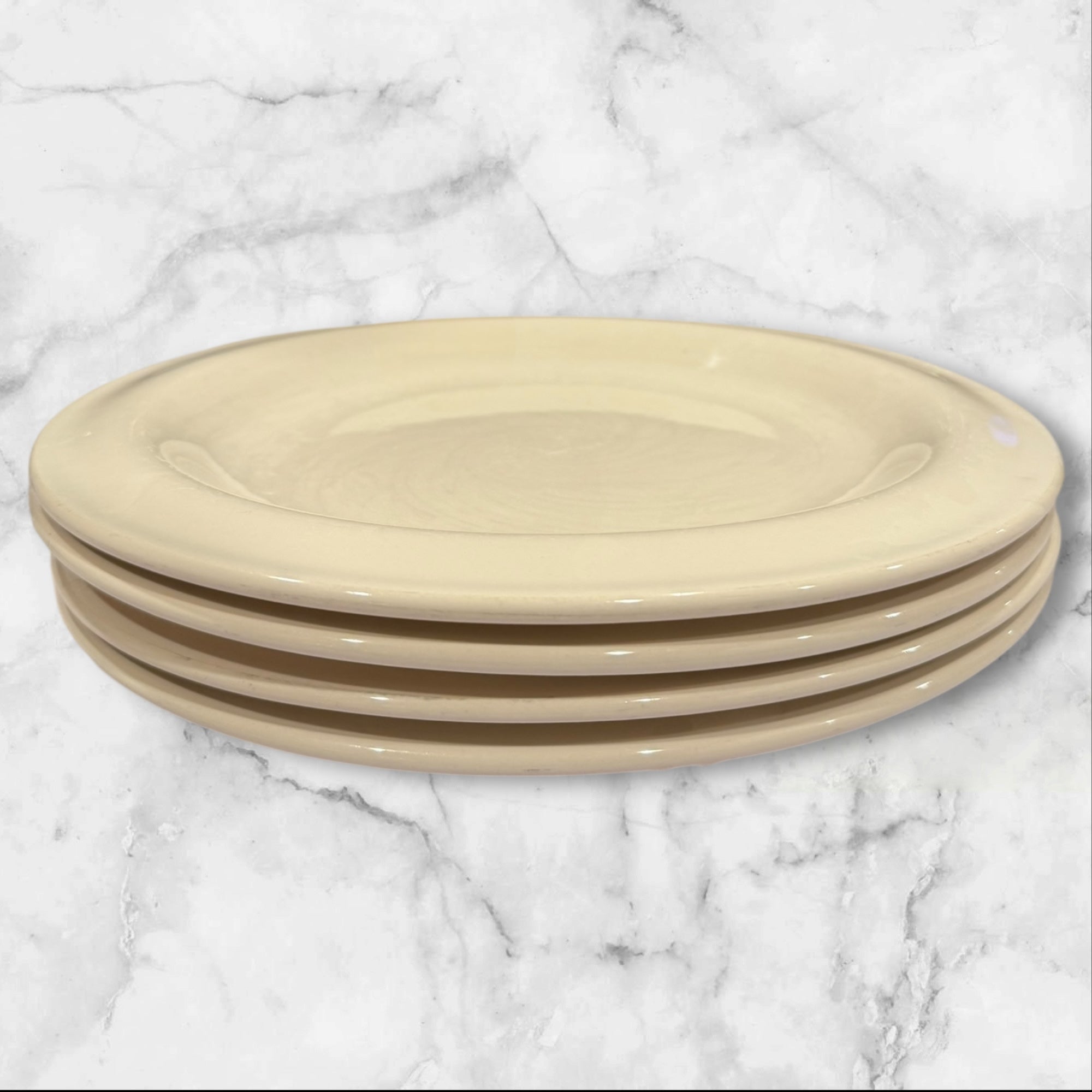 Crate & Barrel Gallery Parchment Dinner Plates | Set of 4 | 11.25″ | Vintage