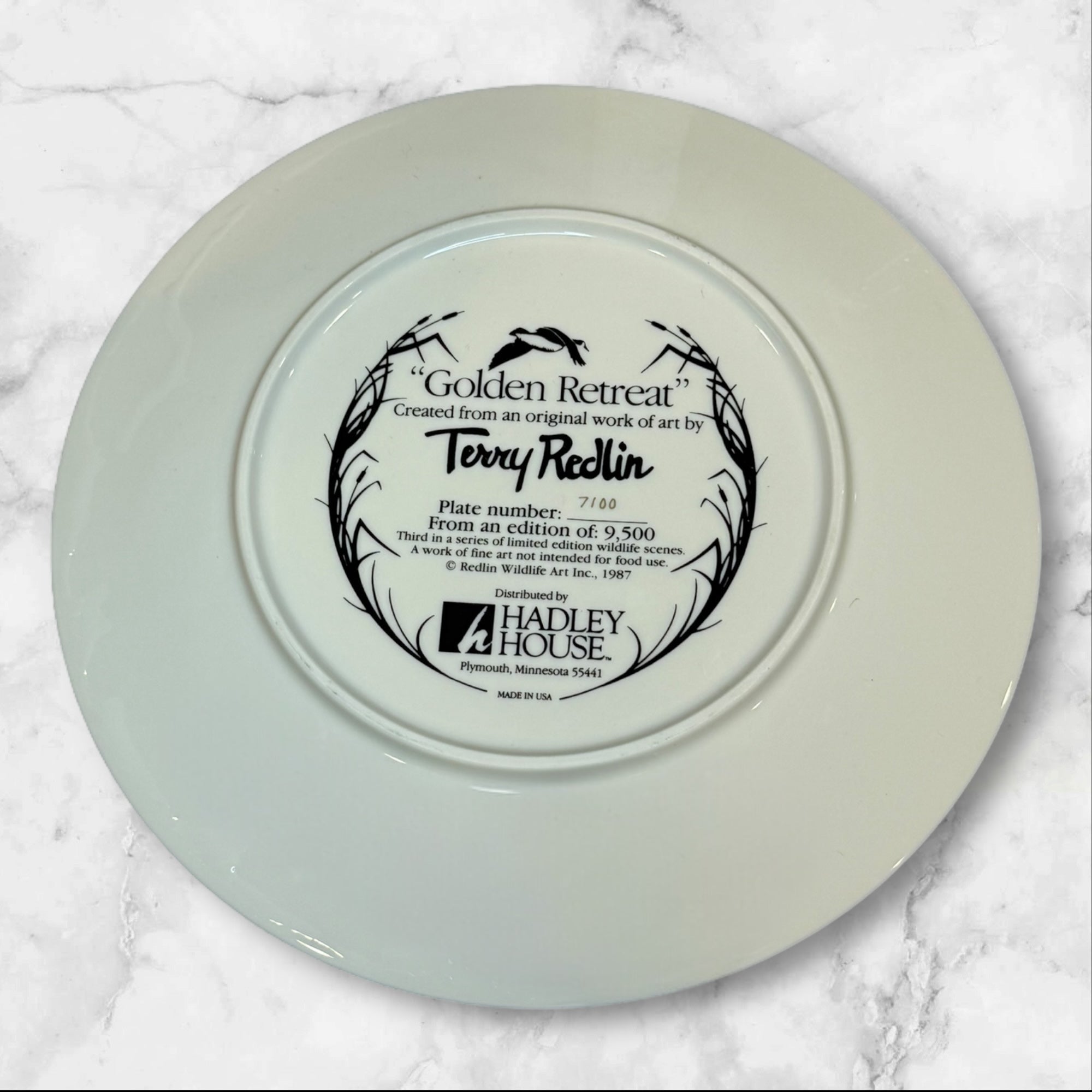 Terry Redlin Golden Retreat Collector Plate | Hadley House | Excellent Condition