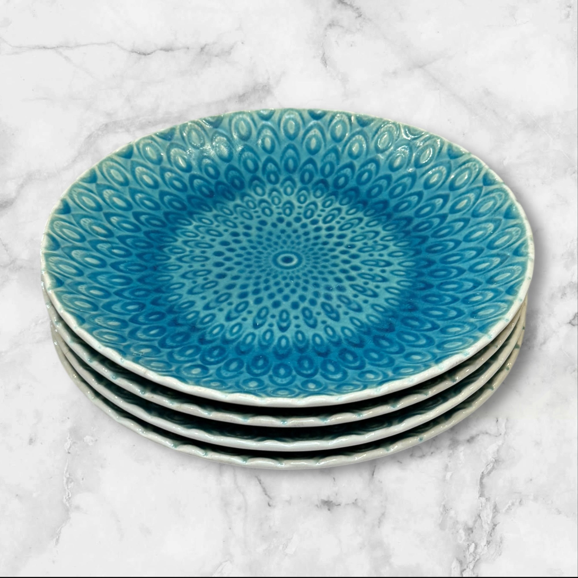 Roscher & Co Peacock Dinner Plates | Set of 4 | Good Condition
