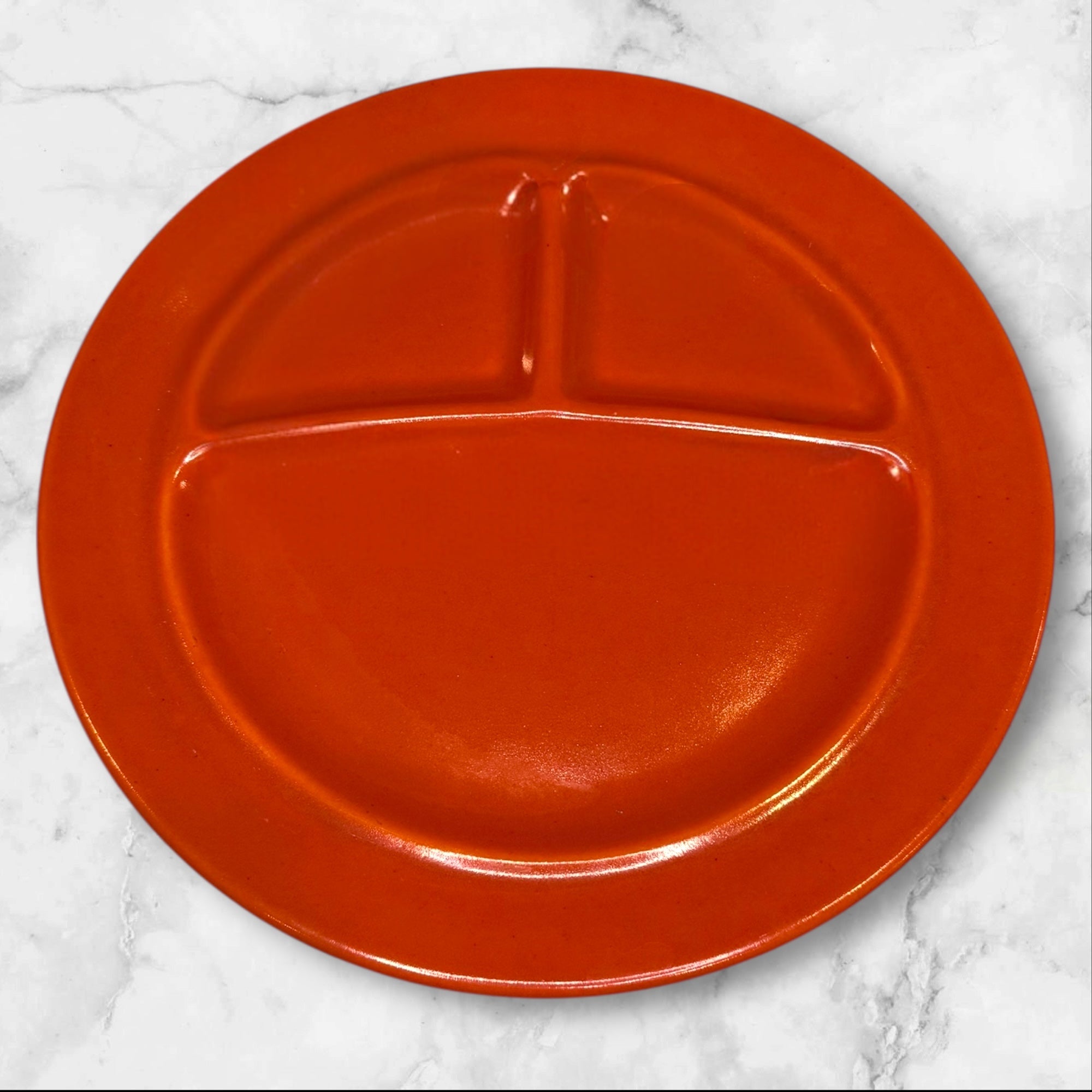 California Pottery Divided Grill Plates Multicolor | Set of 4 | Good Condition