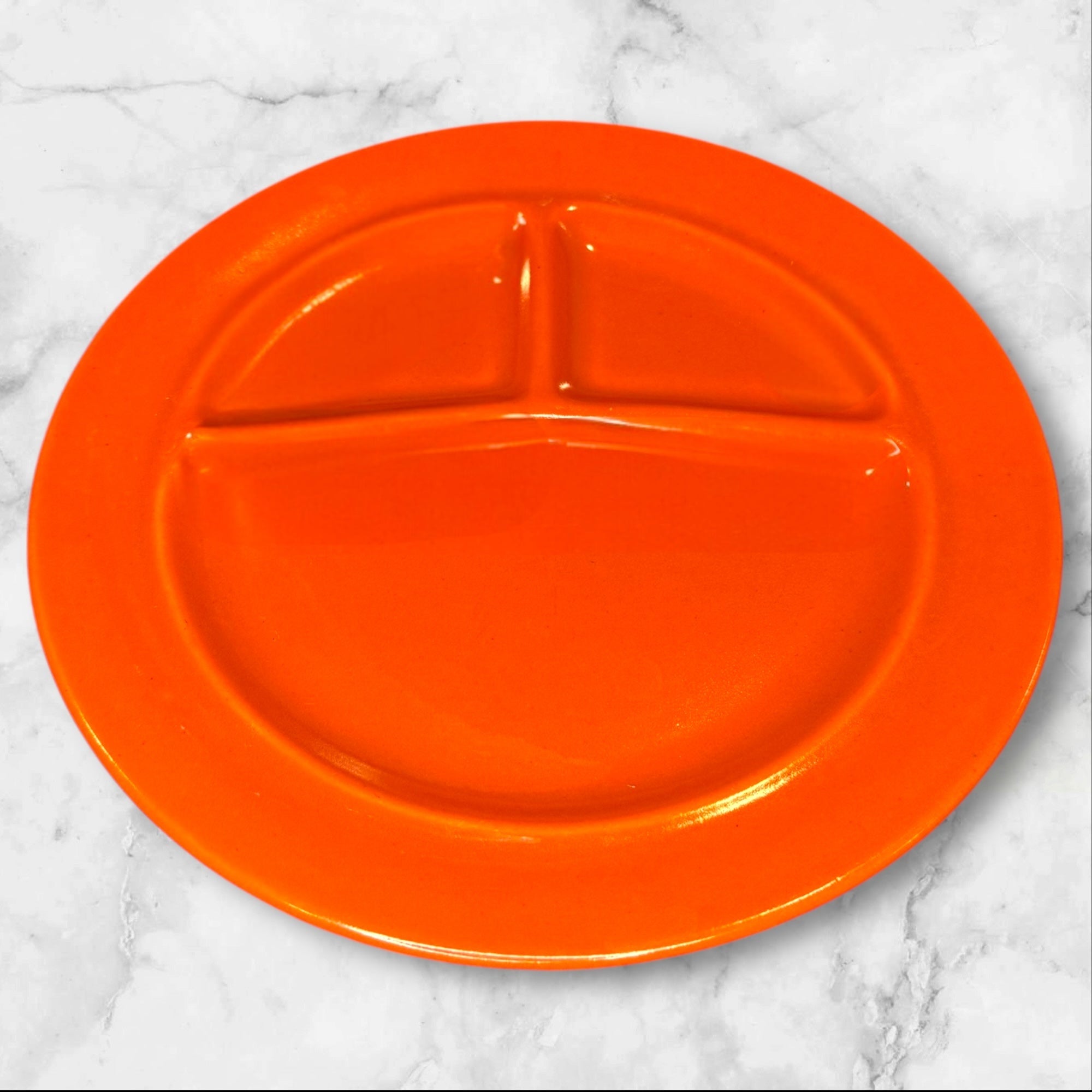 California Pottery Divided Grill Plates Multicolor | Set of 4 | Good Condition