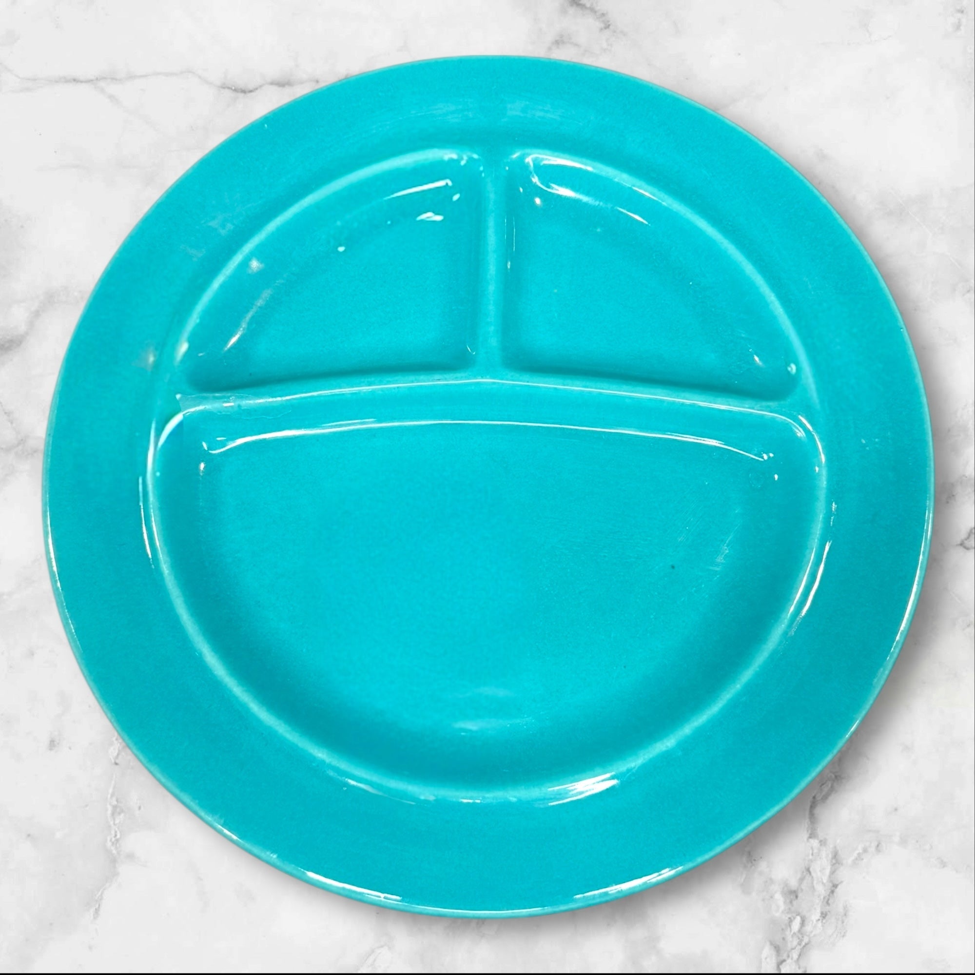 California Pottery Divided Grill Plates Multicolor | Set of 4 | Good Condition