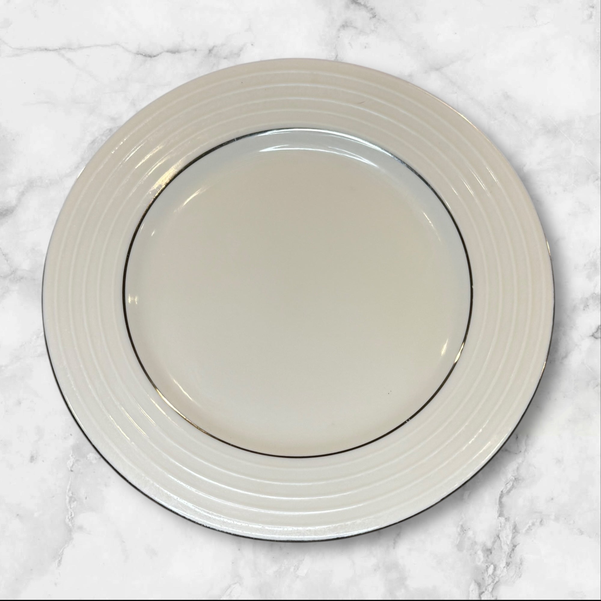 Pier 1 Silver Rings White Salad Plates | Set of 4 | Excellent Condition