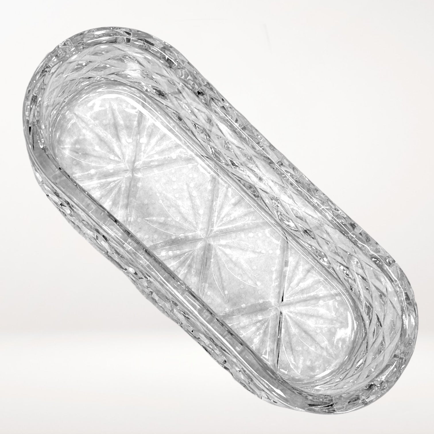 Cut Crystal Butter Dish with Lid | Pressed Glass | Excellent Condition