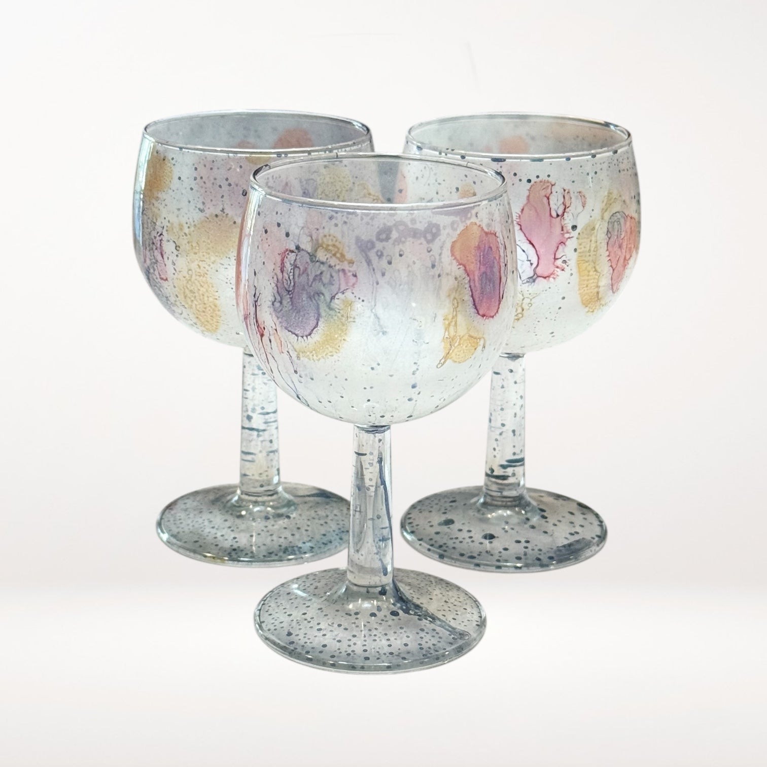 Reuven Nouveau Art Glass Balloon Goblets | Set of 3 | Excellent Condition