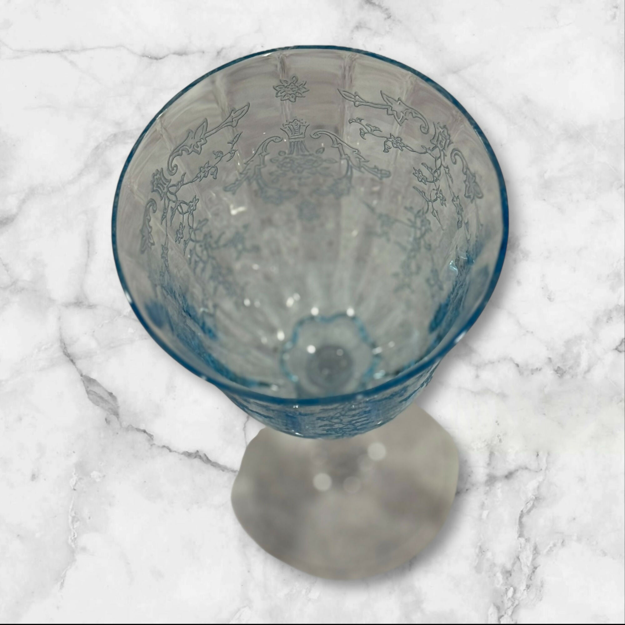 Fostoria Navarre Blue Crystal Water Goblet | Single Glass | Excellent Condition