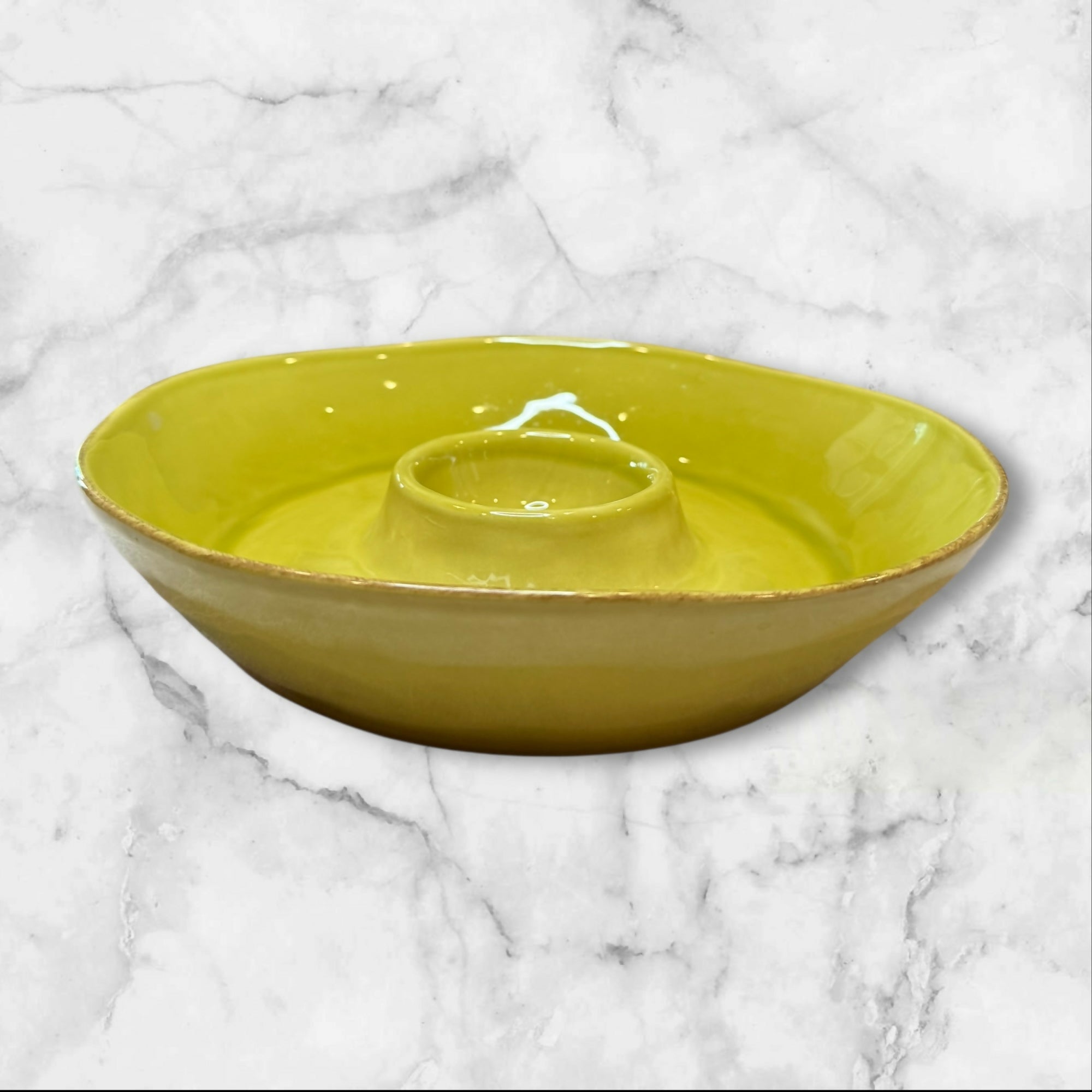 Crate & Barrel Marin Green Chip & Dip Bowl | 13.5” Serving Dish | Great Condition