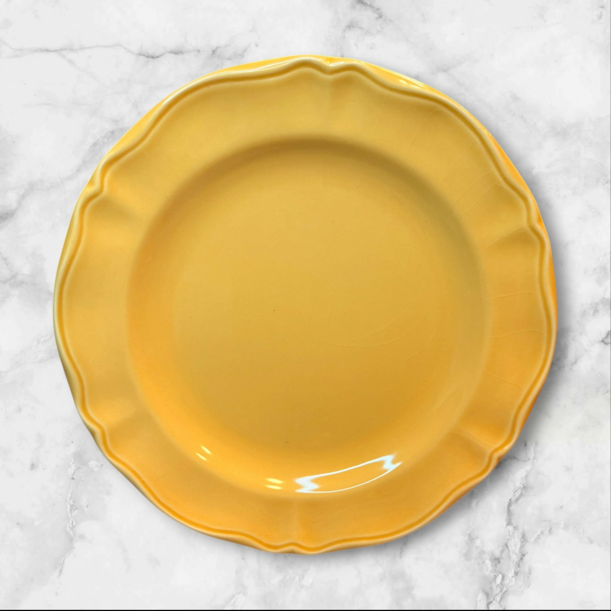 Varages France Yellow Scalloped Salad Plates Set of 6 | Great Condition