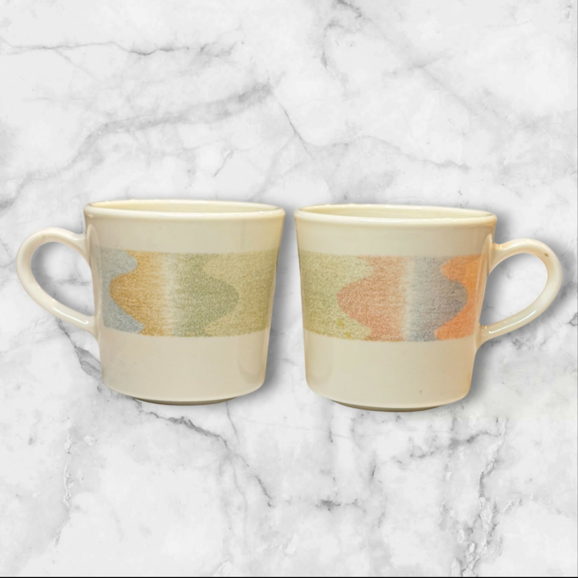 Corelle Mirage Flat Cups | Set of 4 | Multicolor Band | Excellent Condition