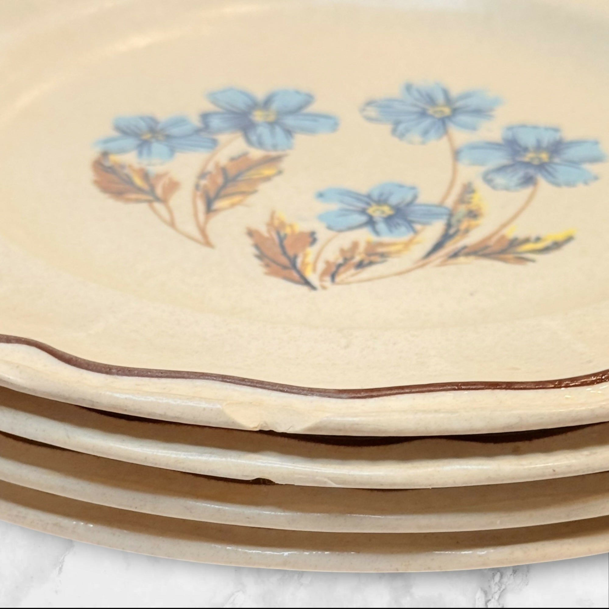Kensington England Blue Floral Ironstone Dinner Plates Set of 4 | Good Condition
