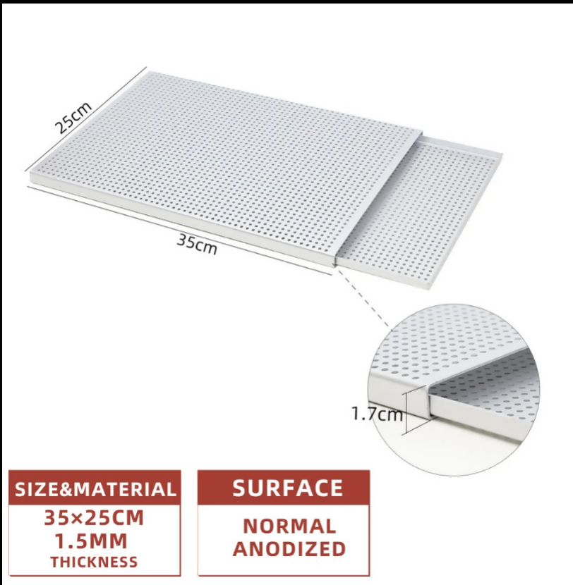 ANYGLEAM Baking Tray Silver 1.5mm Rectangular Perforated Pastry Sheet Pan With Hole