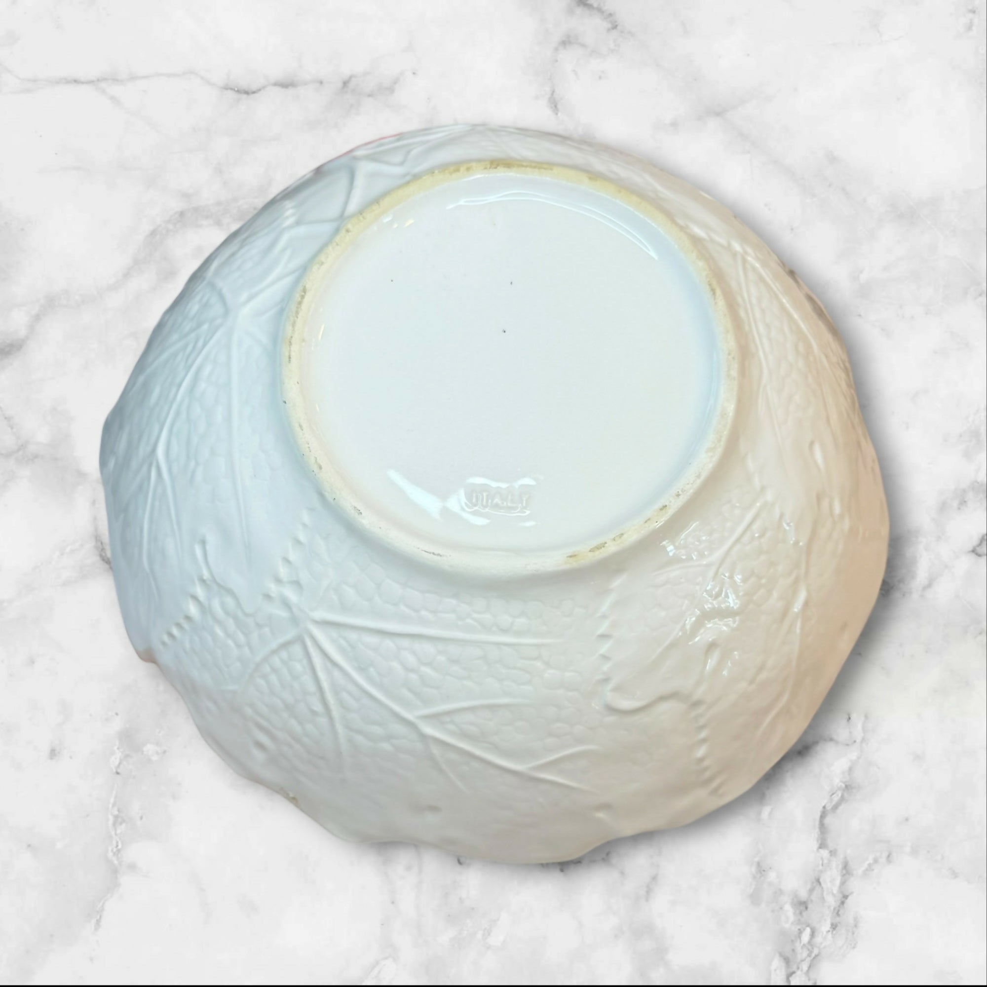 Italian Leaf Embossed Ceramic Bowls | Set of 4 | Made in Italy | Good Condition