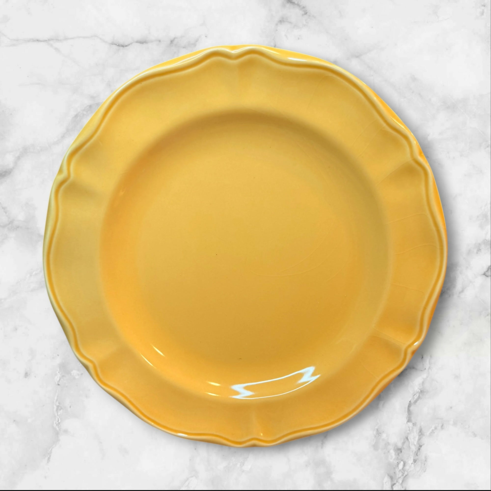 Varages France Yellow Scalloped Salad Plates Set of 6 | Great Condition