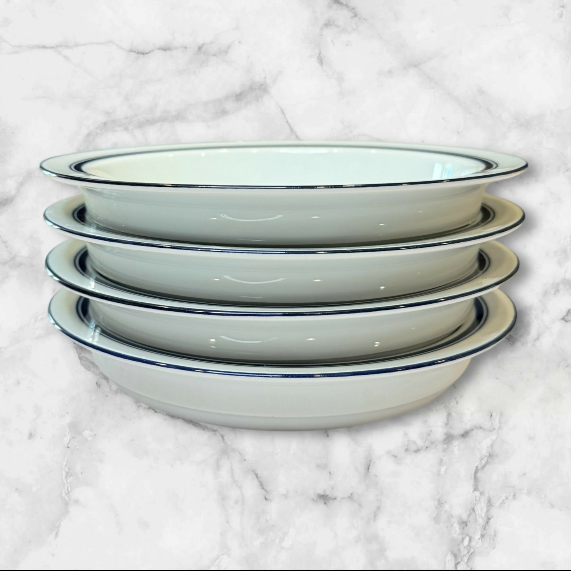 Dansk Christianshavn Blue Rim Soup Bowls | Set of 4 | Excellent Condition