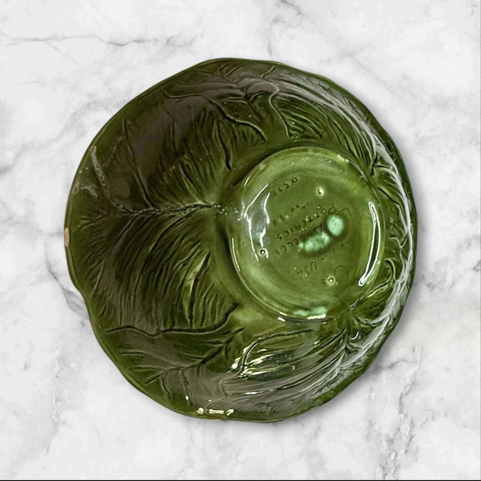 Los Angeles Pottery Cabbage Leaf Serving Bowl | Vintage Green | Great Condition